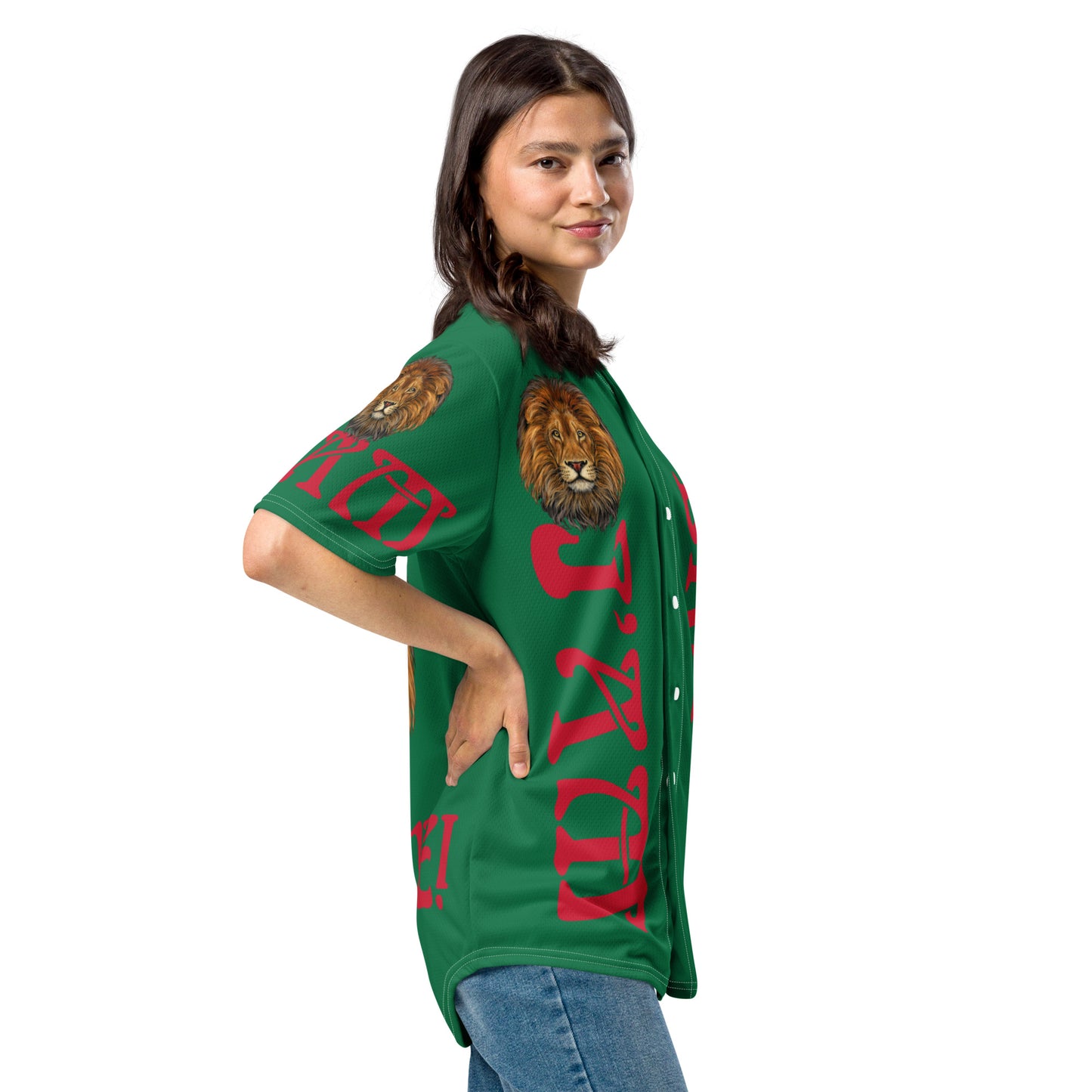 “I’AM BRAVE!” Green Unisex Baseball Jersey W/Red Font