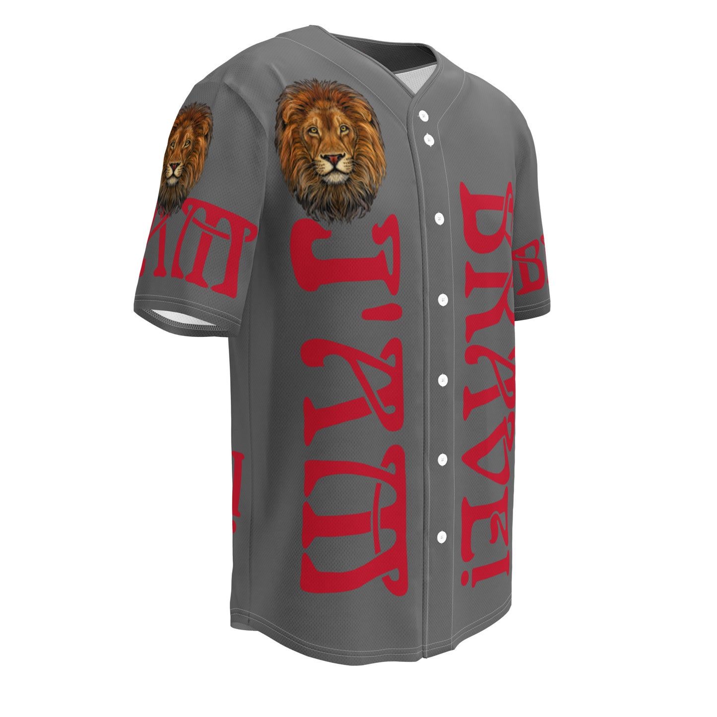“I’AM BRAVE!” Grey Unisex Baseball Jersey W/Red Font