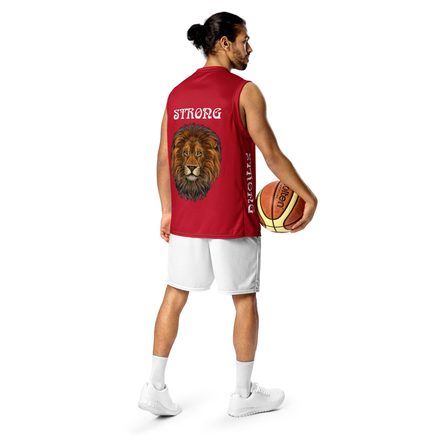 “STRONG”Red Unisex Basketball Jersey W/White Font