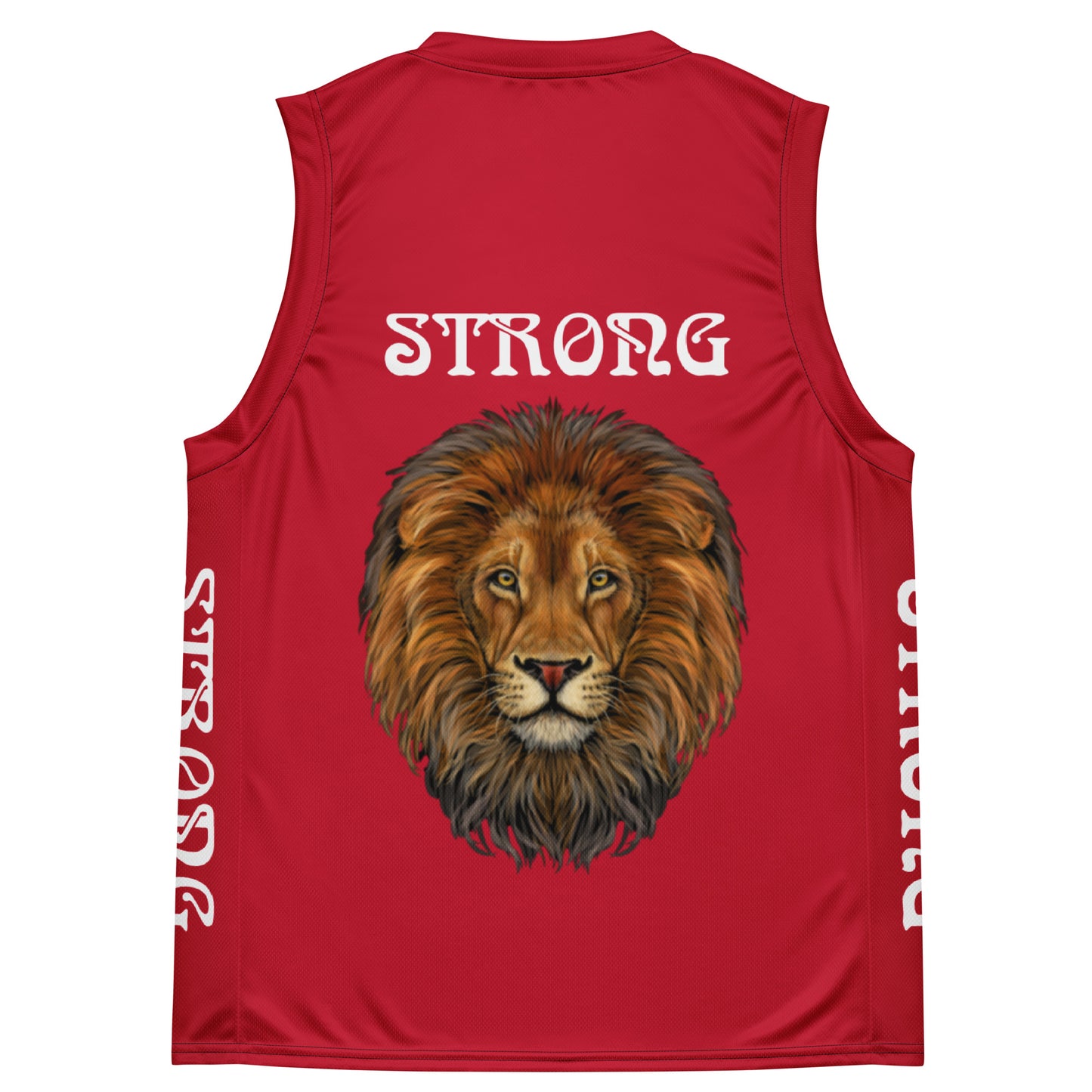 “STRONG”Red Unisex Basketball Jersey W/White Font