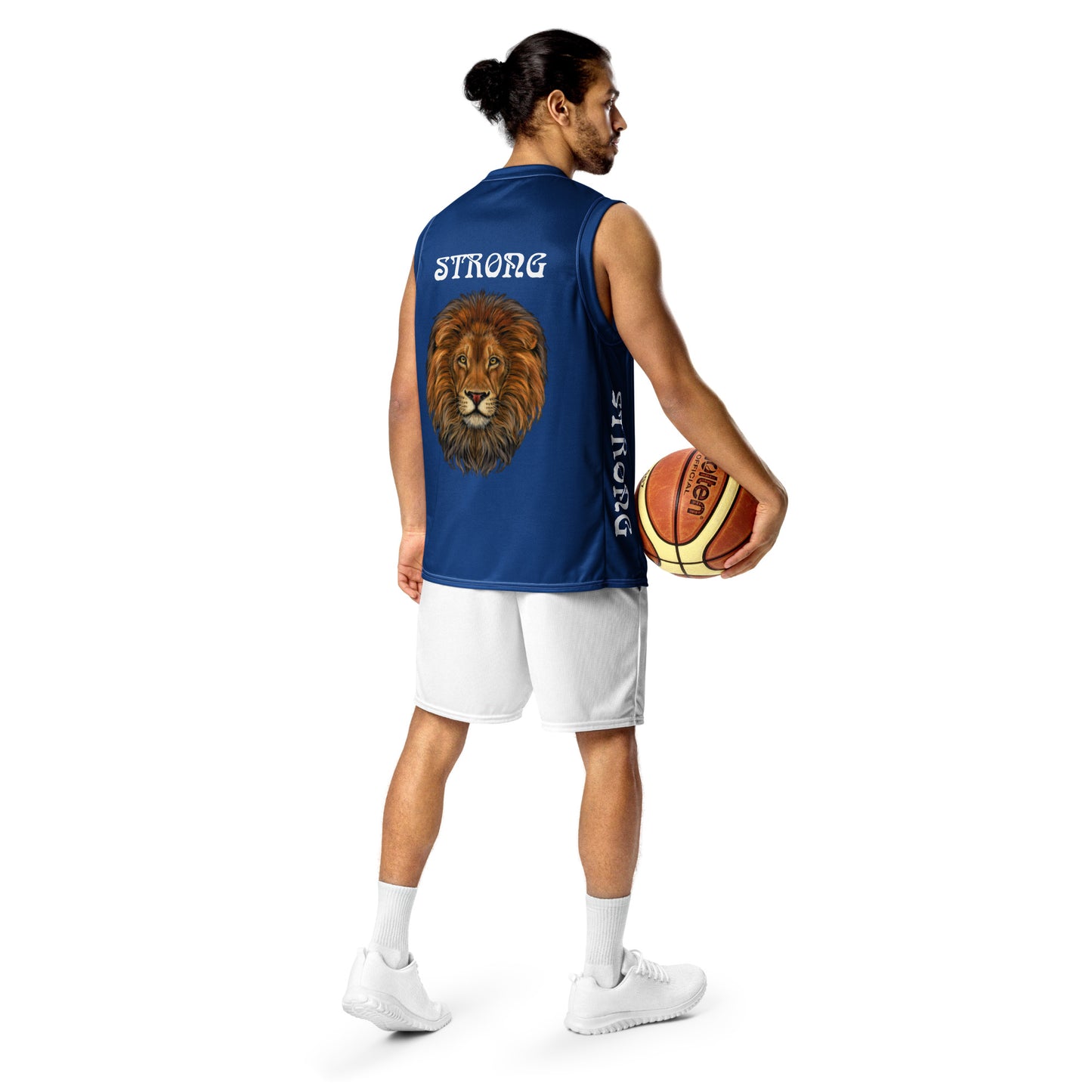 “STRONG”Blue Unisex Basketball Jersey W/White Font