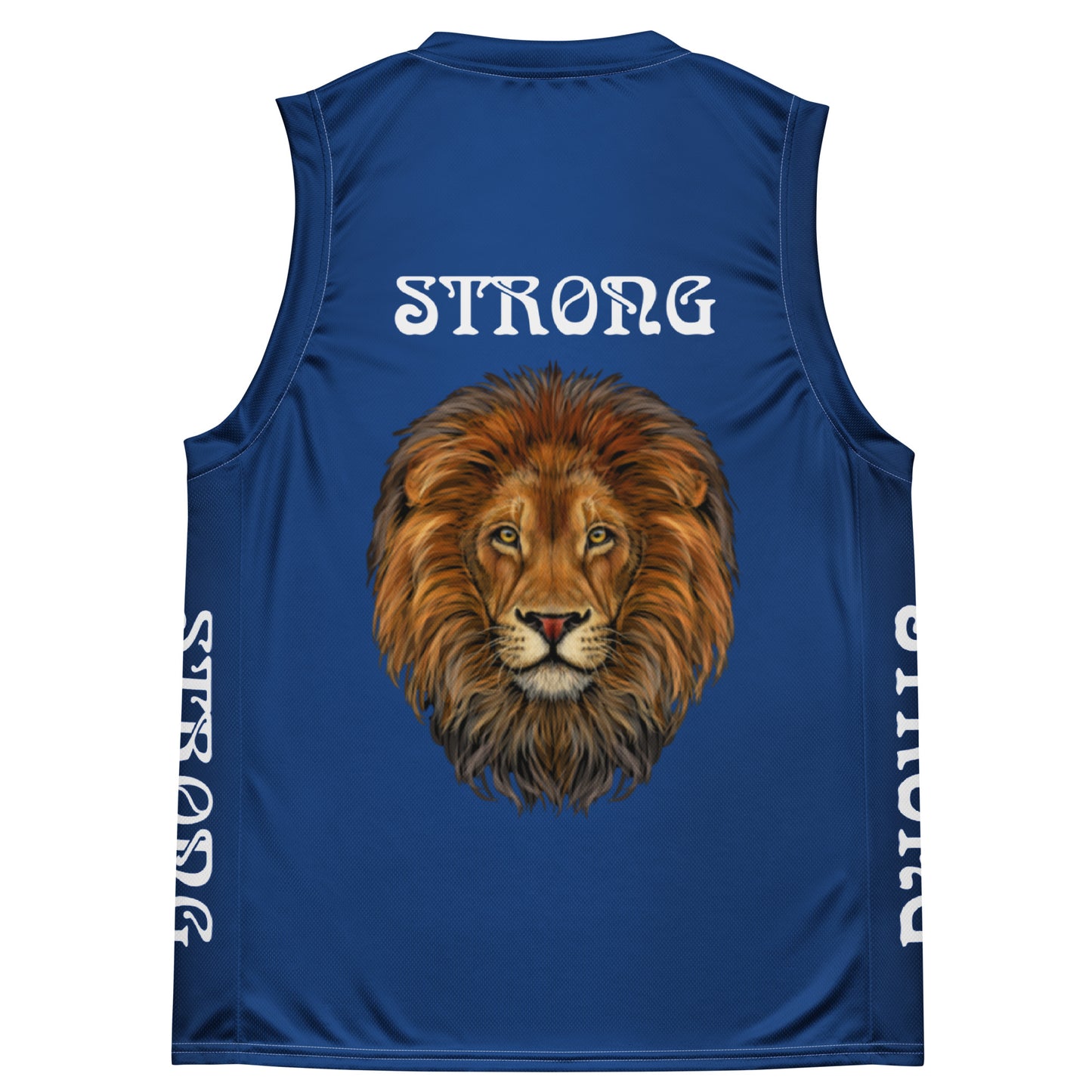 “STRONG”Blue Unisex Basketball Jersey W/White Font