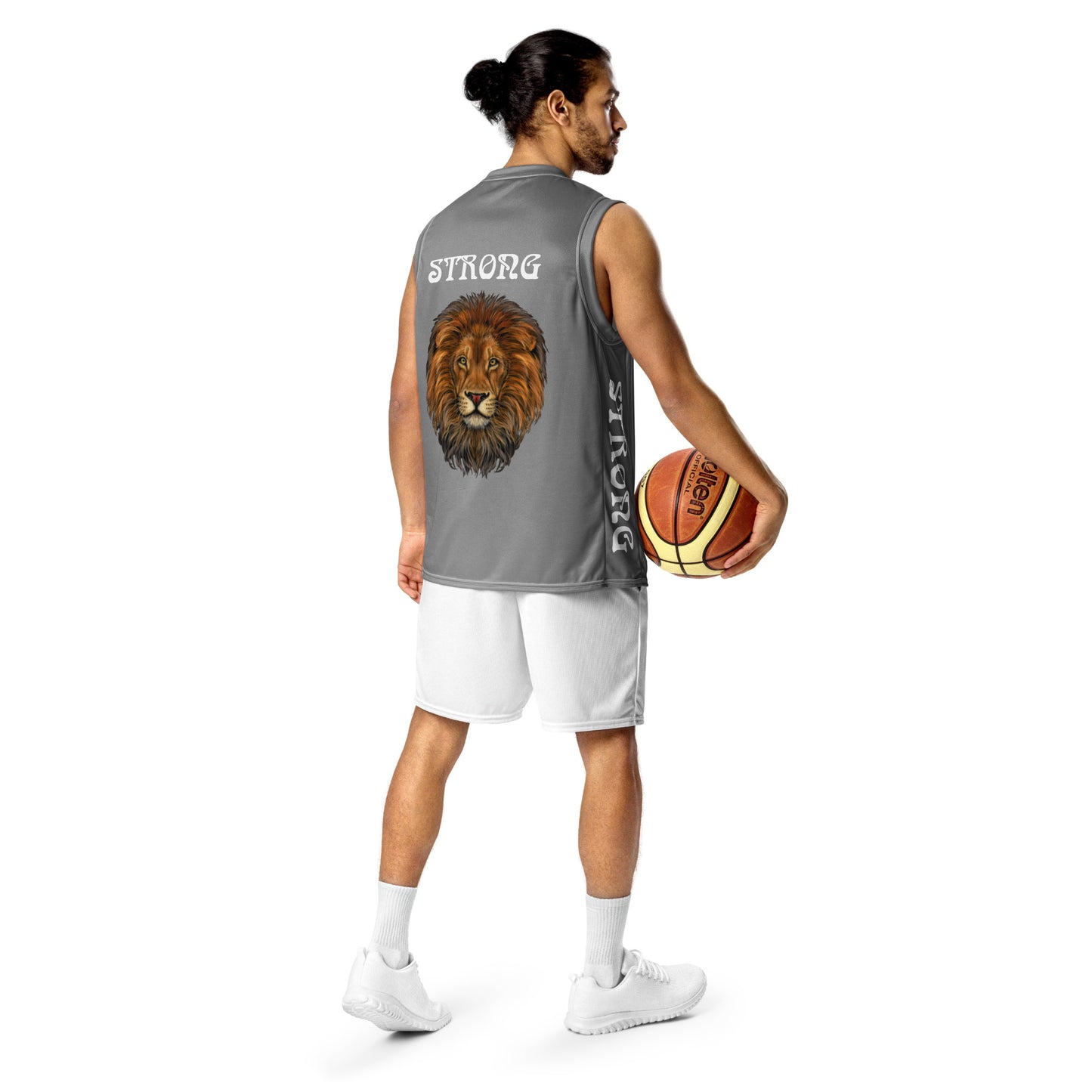 “STRONG”Grey Unisex Basketball Jersey W/White Font