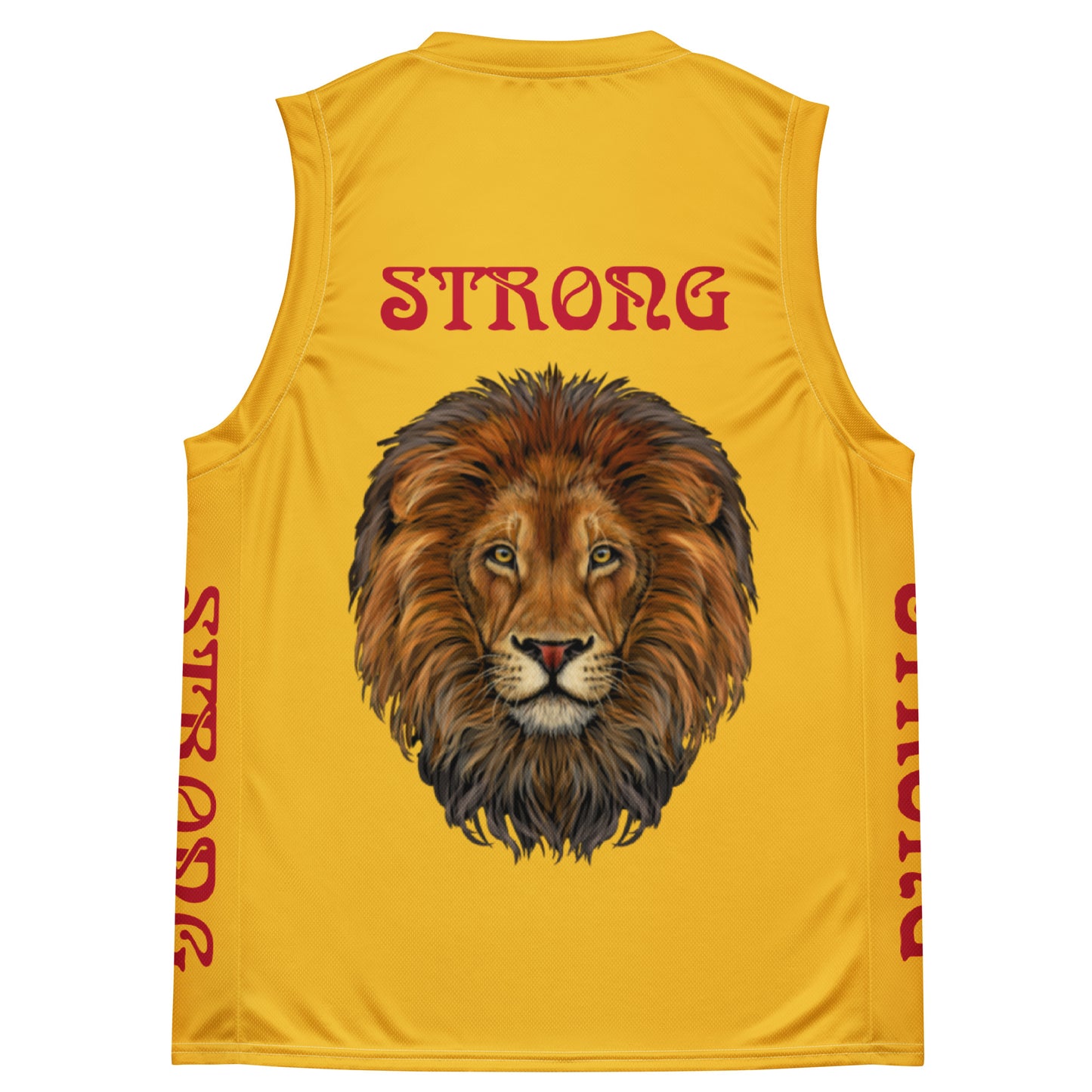 “STRONG”Yellow Unisex Basketball Jersey W/Red Font