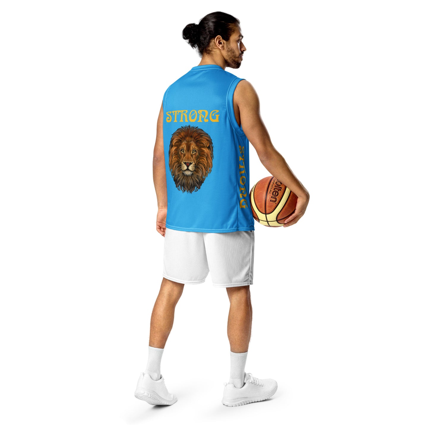 “STRONG”SkyBlue Unisex Basketball Jersey W/Yellow Font