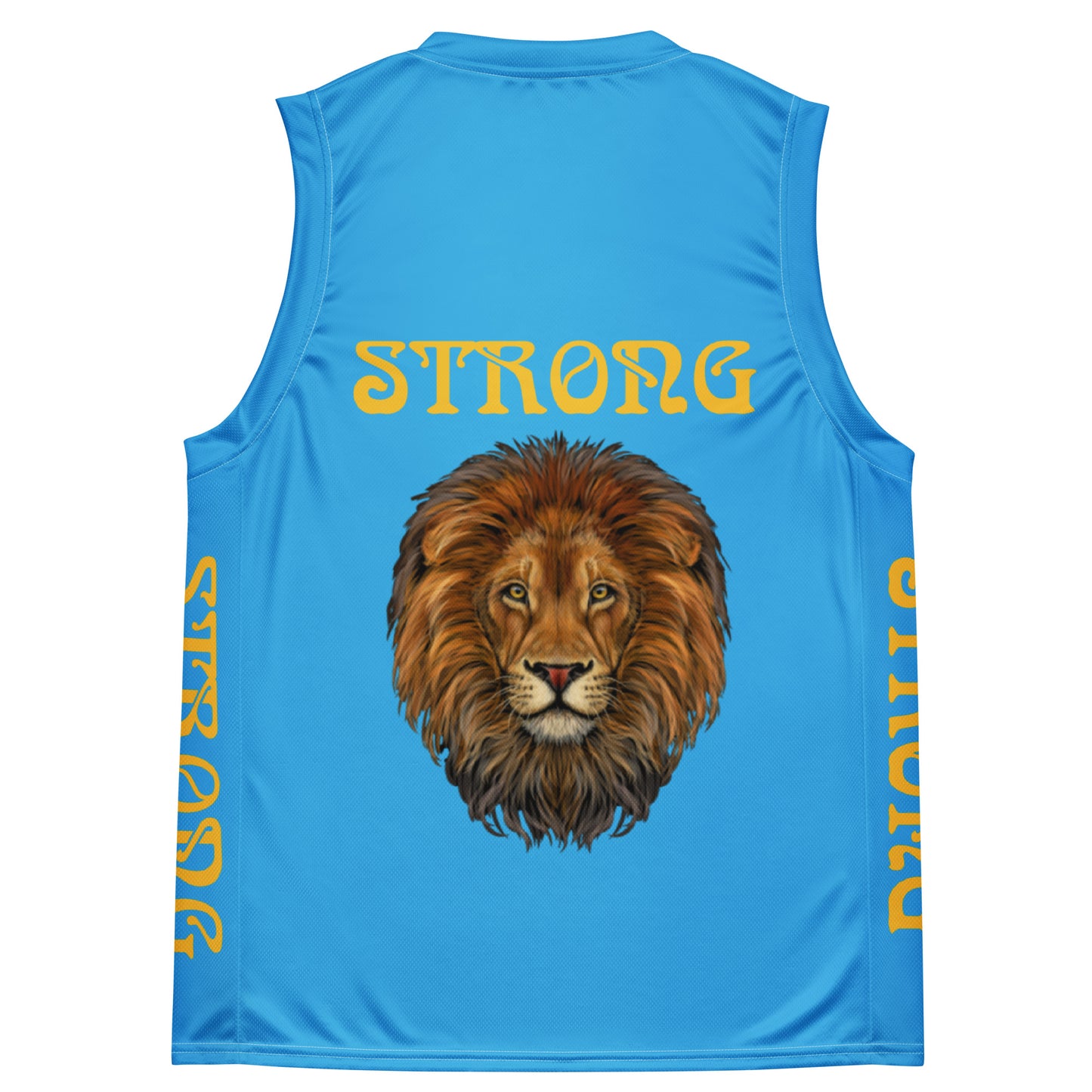 “STRONG”SkyBlue Unisex Basketball Jersey W/Yellow Font