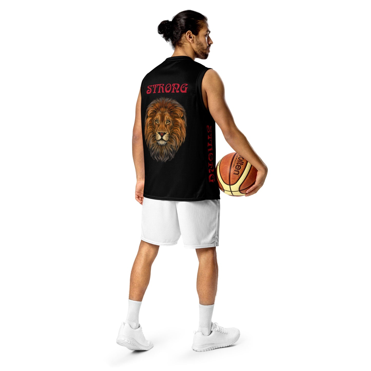 “STRONG”Black Unisex Basketball Jersey W/Red Font