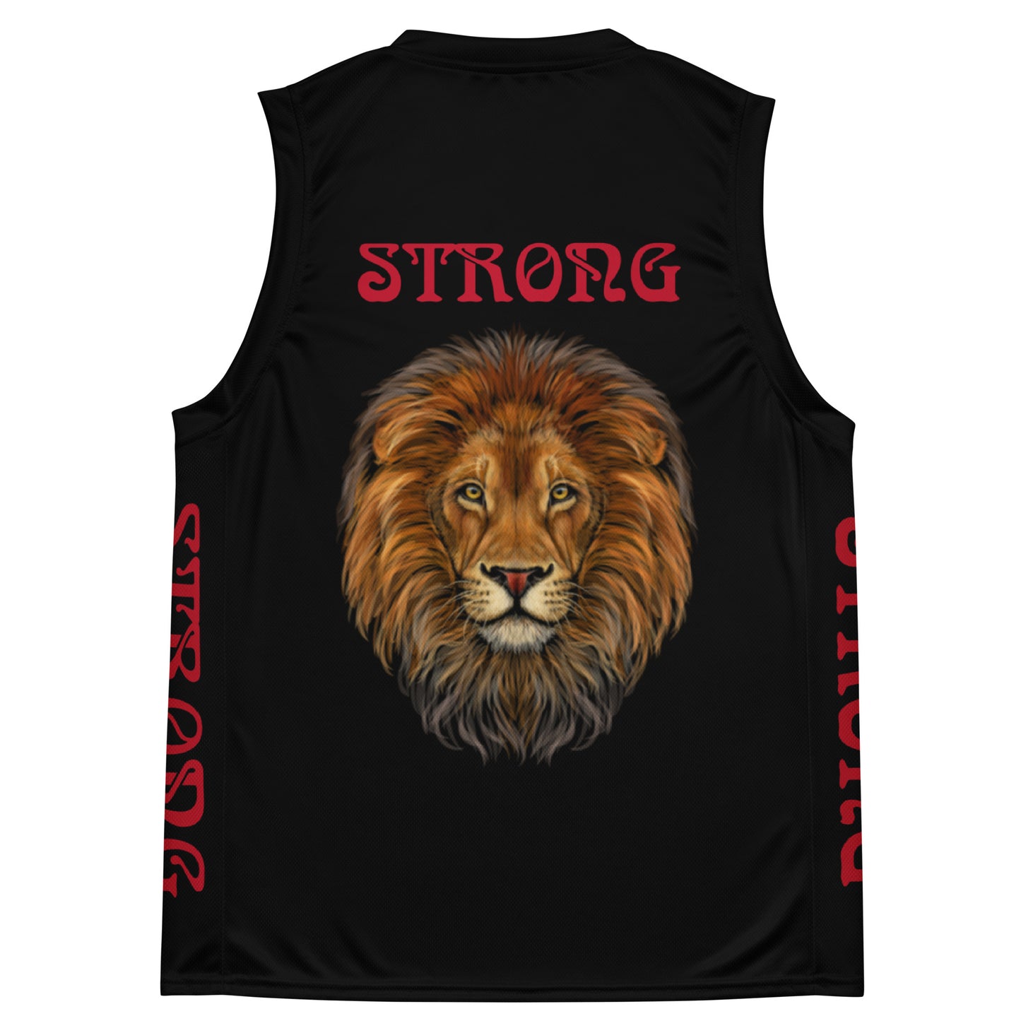 “STRONG”Black Unisex Basketball Jersey W/Red Font