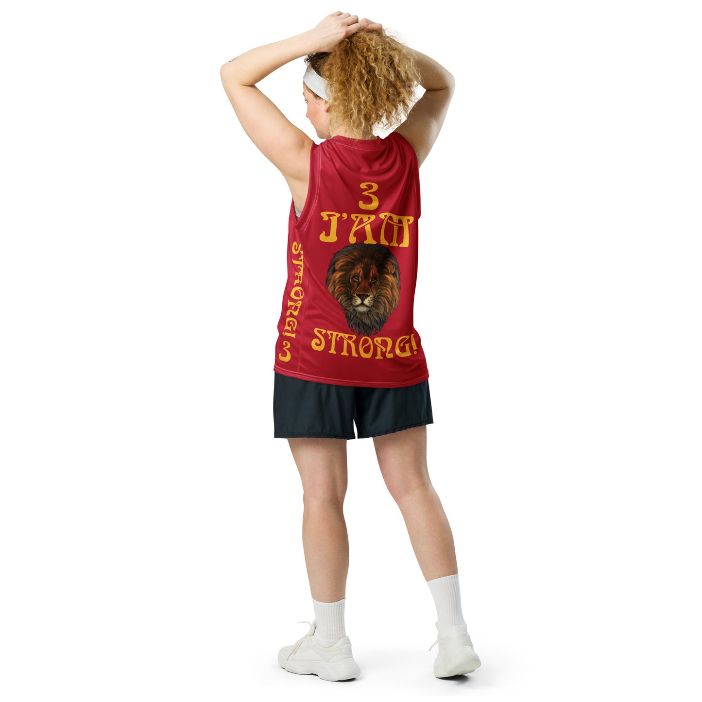 “I’AM STRONG!”#3 Red Unisex Basketball Jersey W/Yellow Font