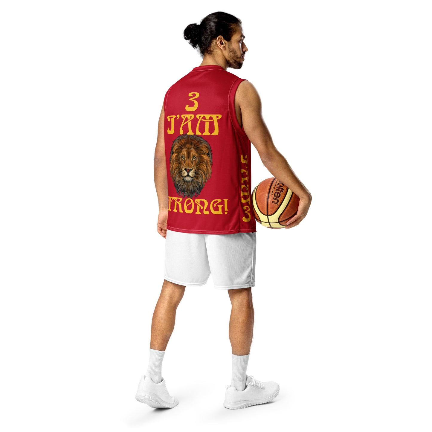 “I’AM STRONG!”#3 Red Unisex Basketball Jersey W/Yellow Font