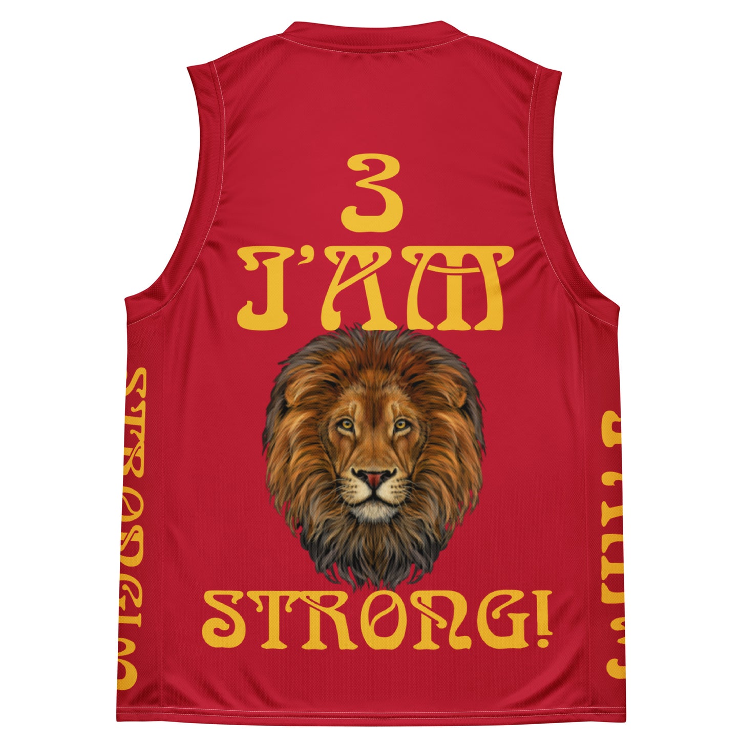 “I’AM STRONG!”#3 Red Unisex Basketball Jersey W/Yellow Font