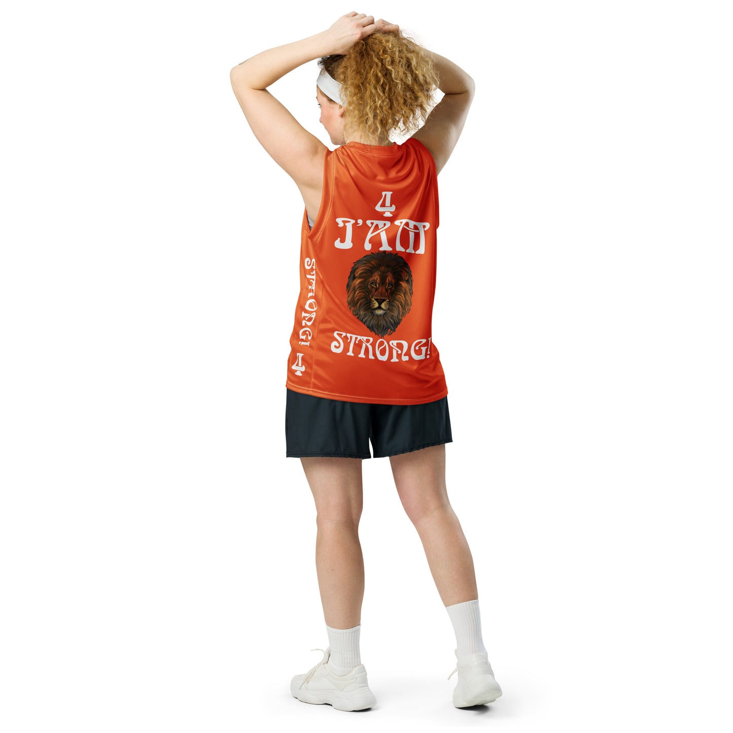 “I’AM STRONG!”#4 Orange Unisex Basketball Jersey W/White Font
