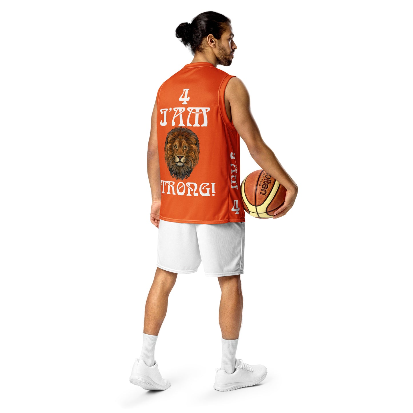 “I’AM STRONG!”#4 Orange Unisex Basketball Jersey W/White Font