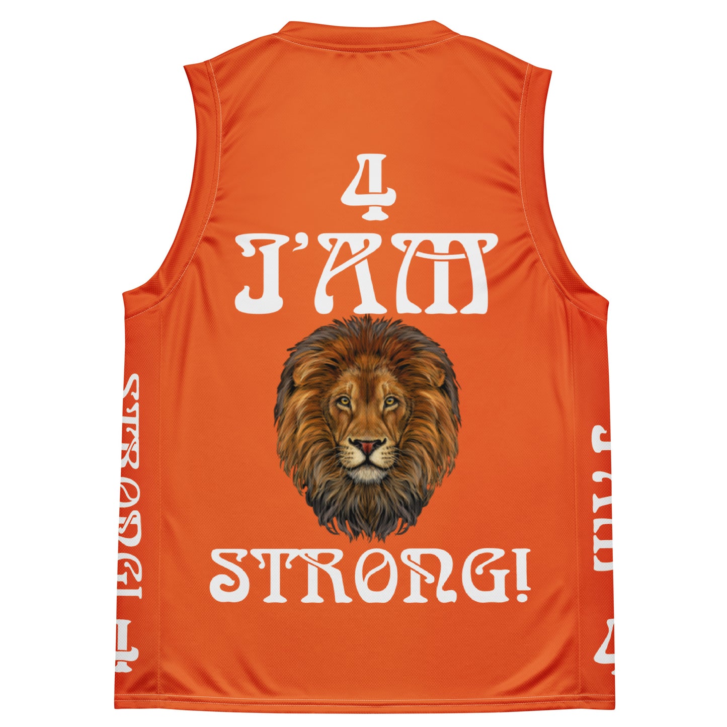“I’AM STRONG!”#4 Orange Unisex Basketball Jersey W/White Font