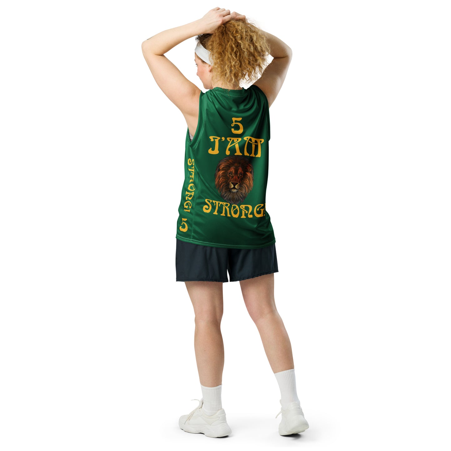 I’AM STRONG!”#5 Green Unisex Basketball Jersey W/Yellow Font