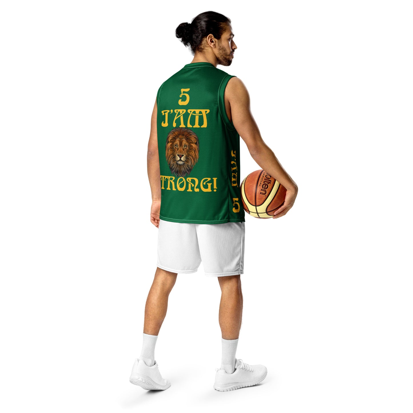 I’AM STRONG!”#5 Green Unisex Basketball Jersey W/Yellow Font