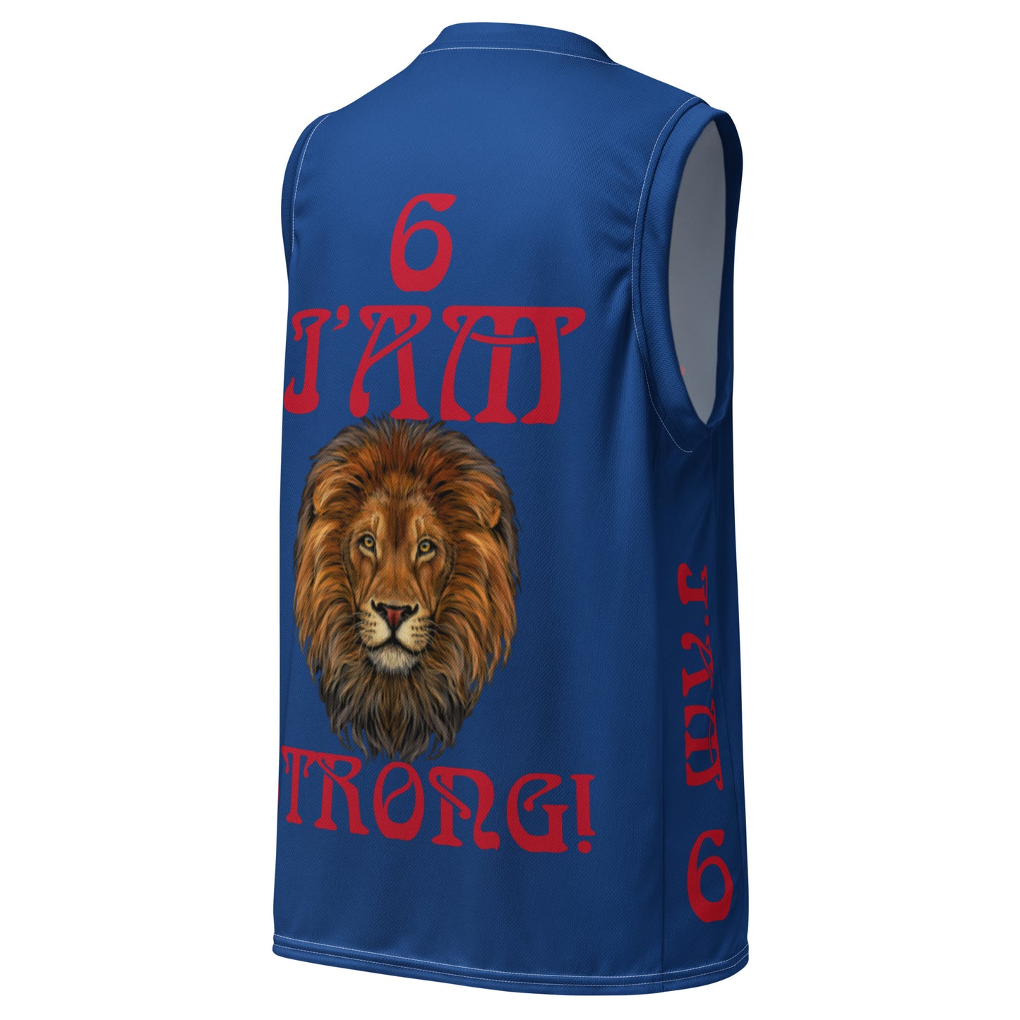 I’AM STRONG!”#6 Blue Unisex Basketball Jersey W/Red Font