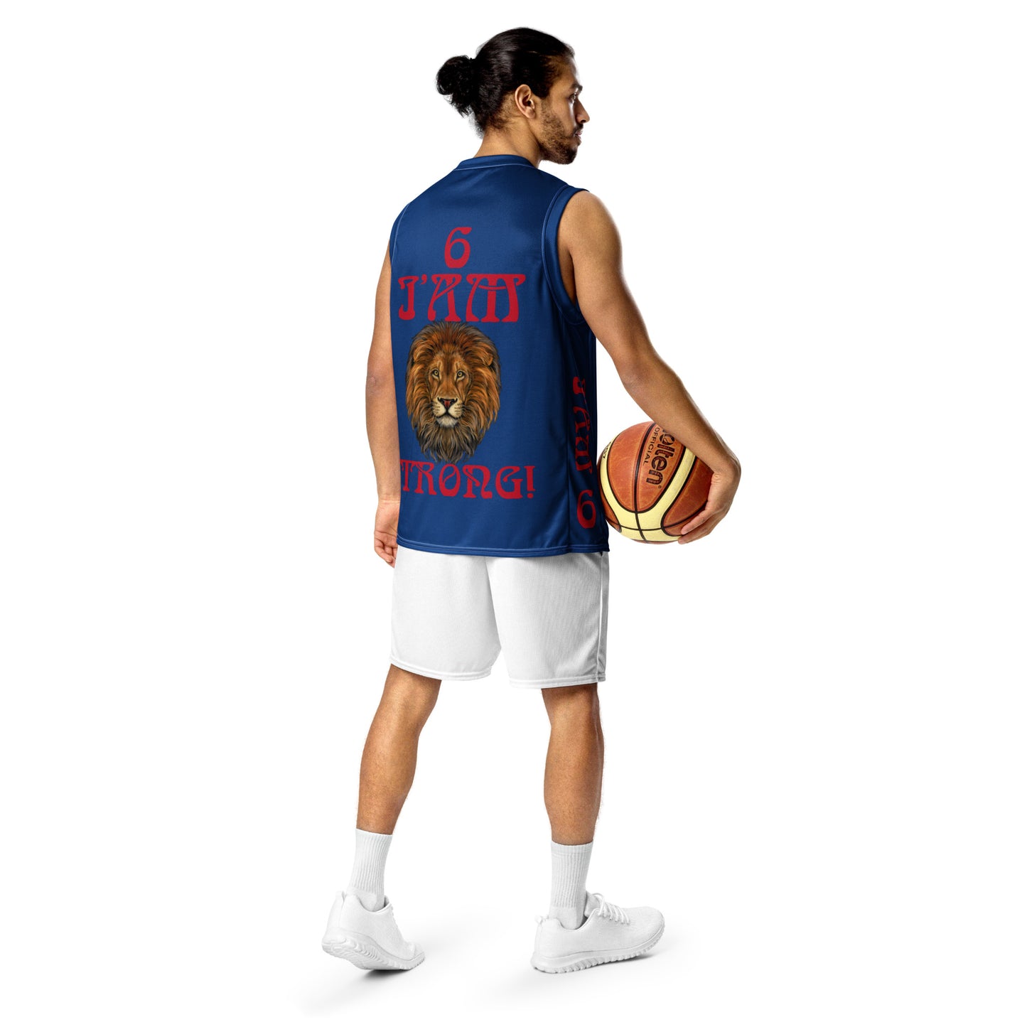 I’AM STRONG!”#6 Blue Unisex Basketball Jersey W/Red Font