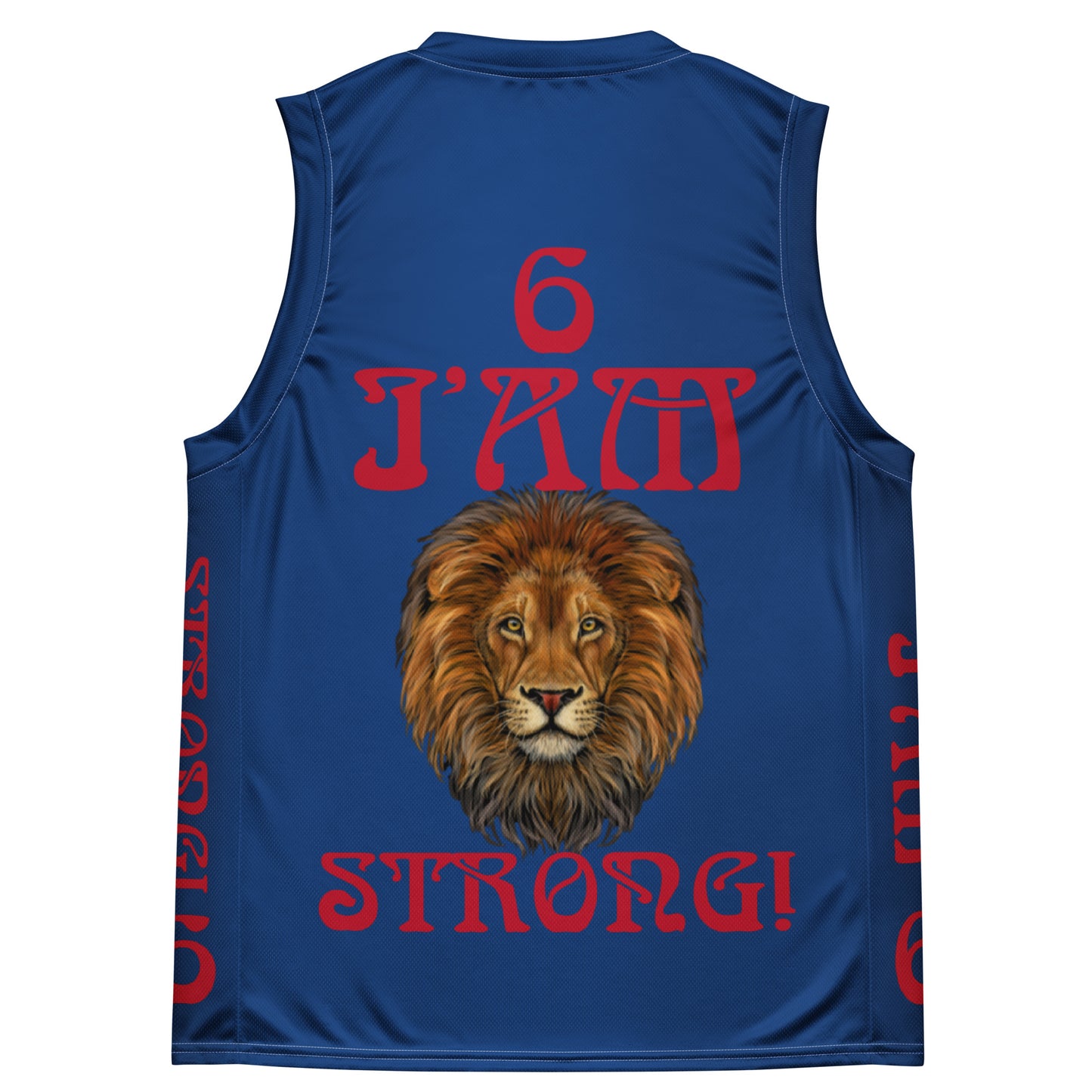 I’AM STRONG!”#6 Blue Unisex Basketball Jersey W/Red Font