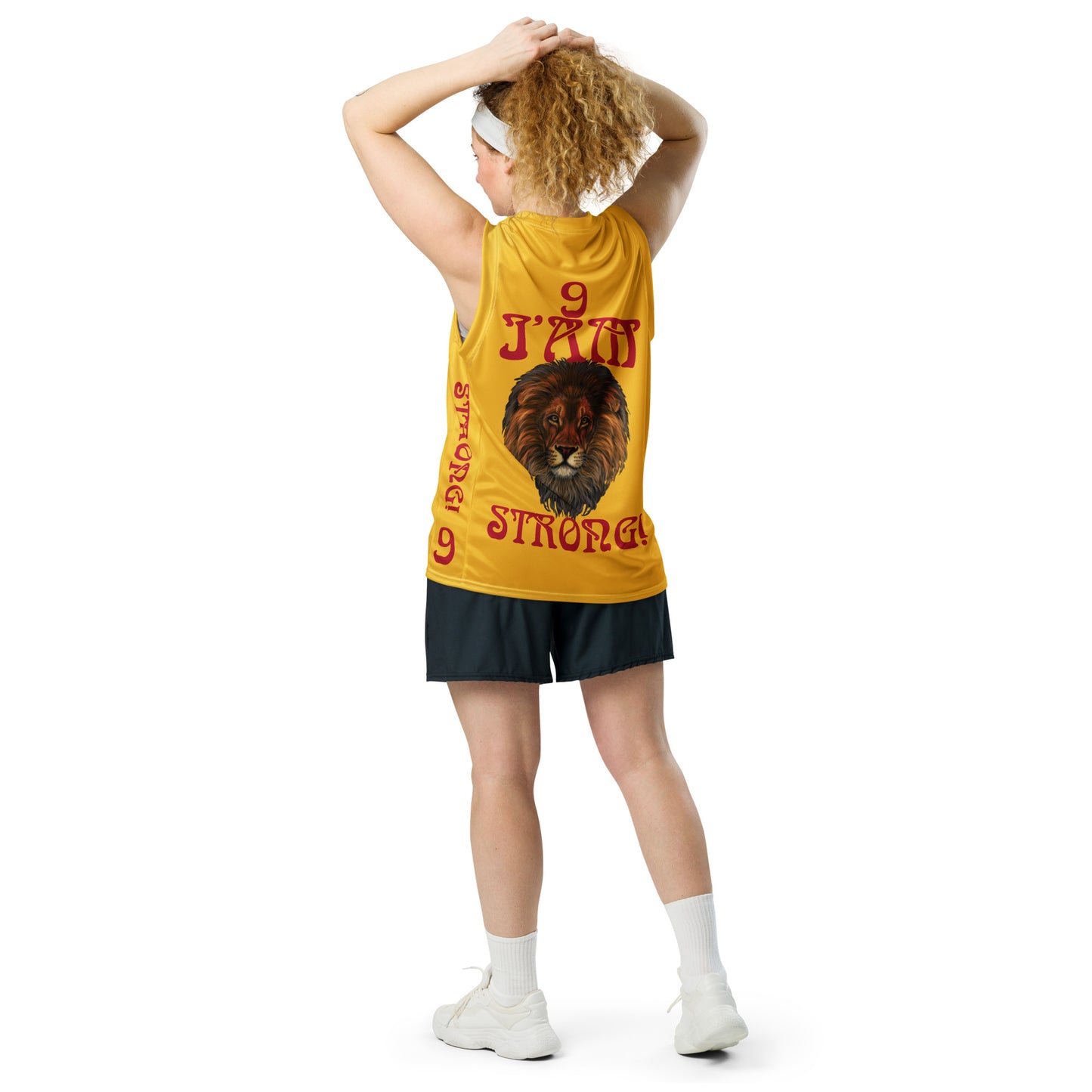 “I’AM STRONG!”#9 Yellow Unisex Basketball Jersey W/Red Font