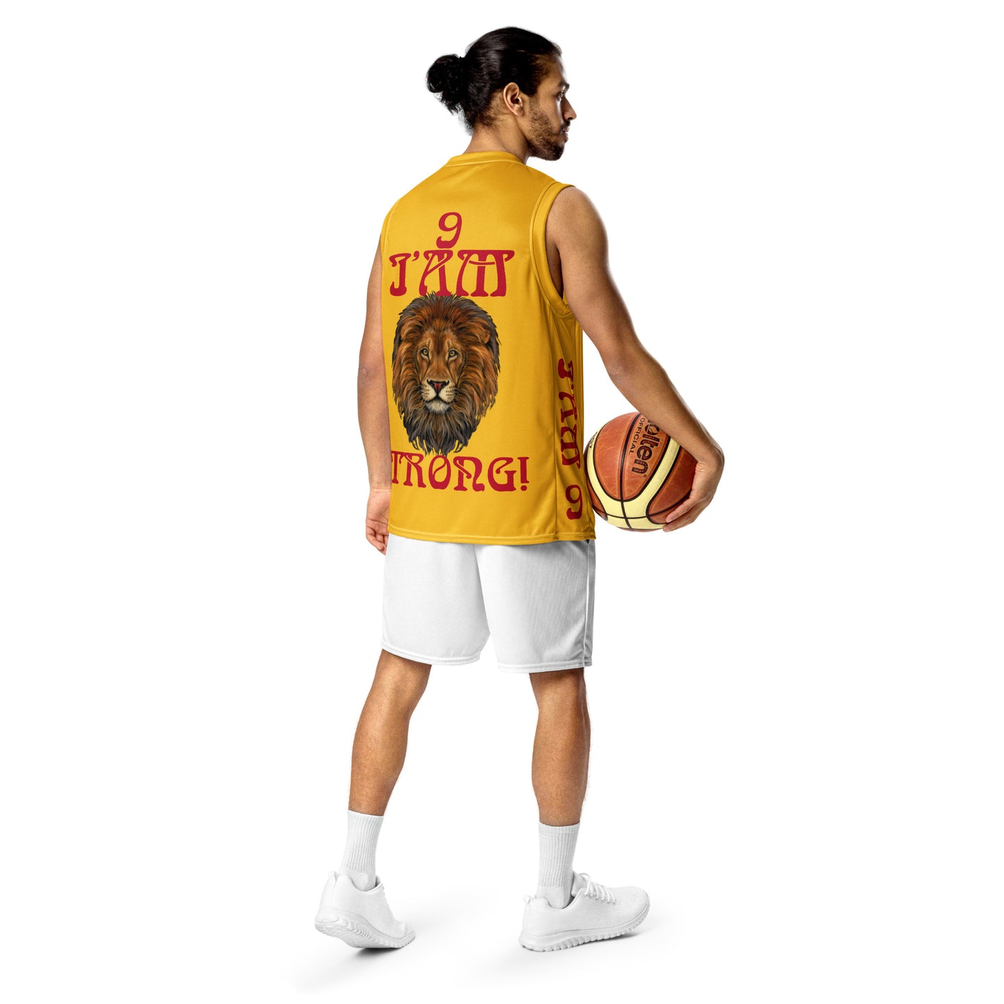 “I’AM STRONG!”#9 Yellow Unisex Basketball Jersey W/Red Font