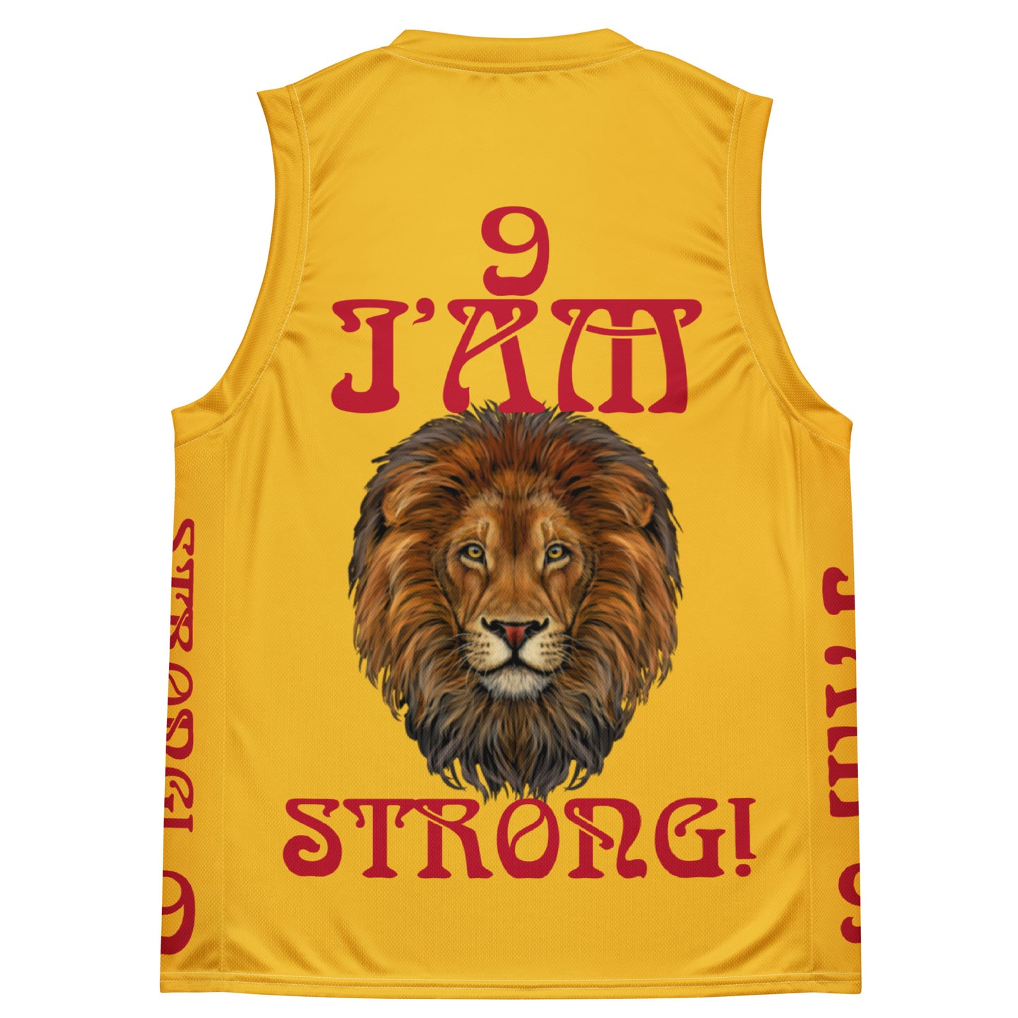 “I’AM STRONG!”#9 Yellow Unisex Basketball Jersey W/Red Font