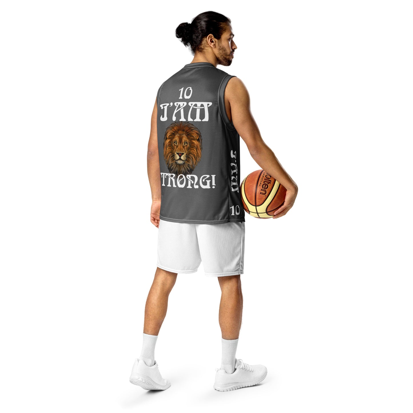 “I’AM STRONG!”#10 Grey Unisex Basketball Jersey W/White Font