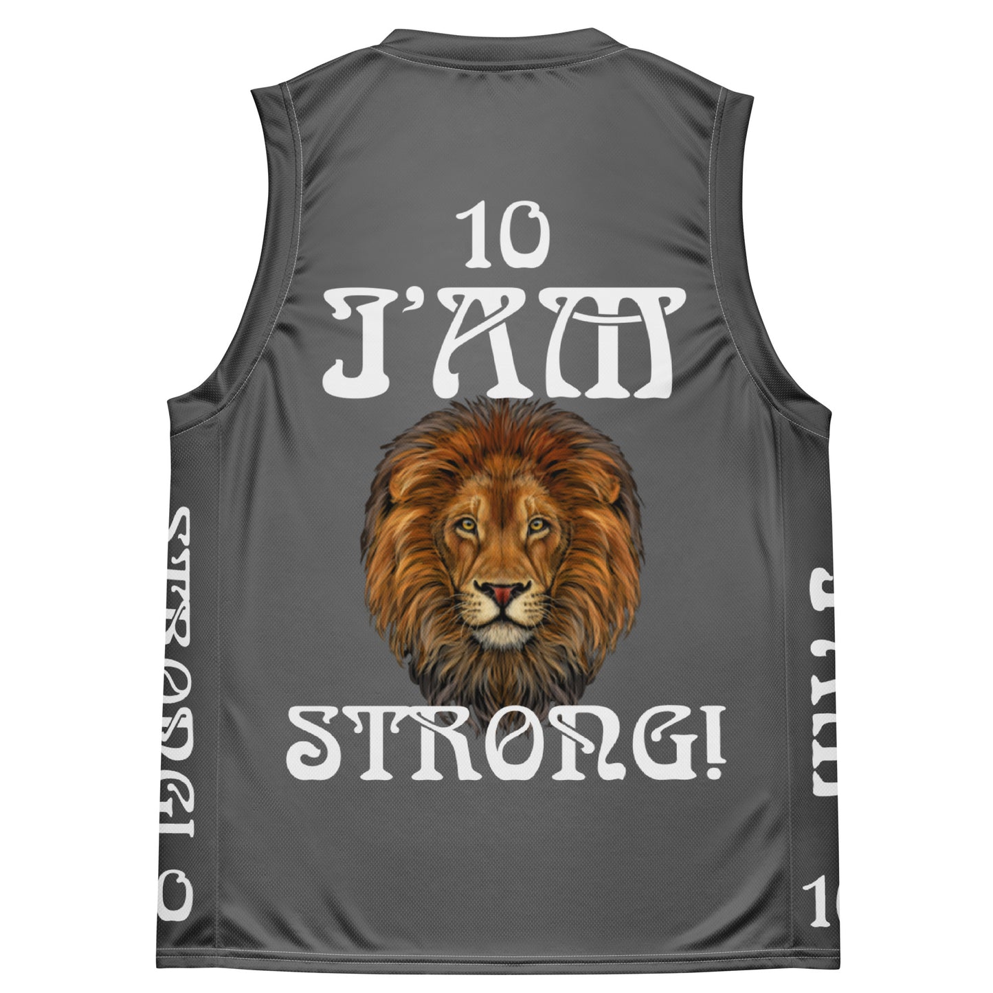 “I’AM STRONG!”#10 Grey Unisex Basketball Jersey W/White Font