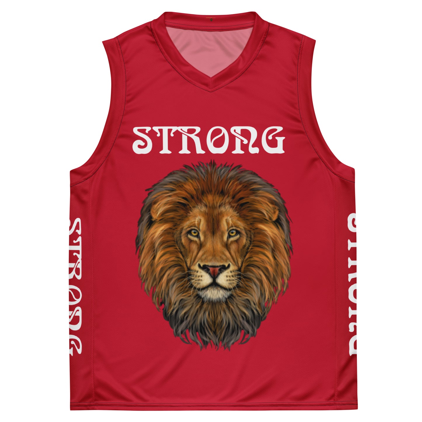 “STRONG”Red Unisex Basketball Jersey W/White Font