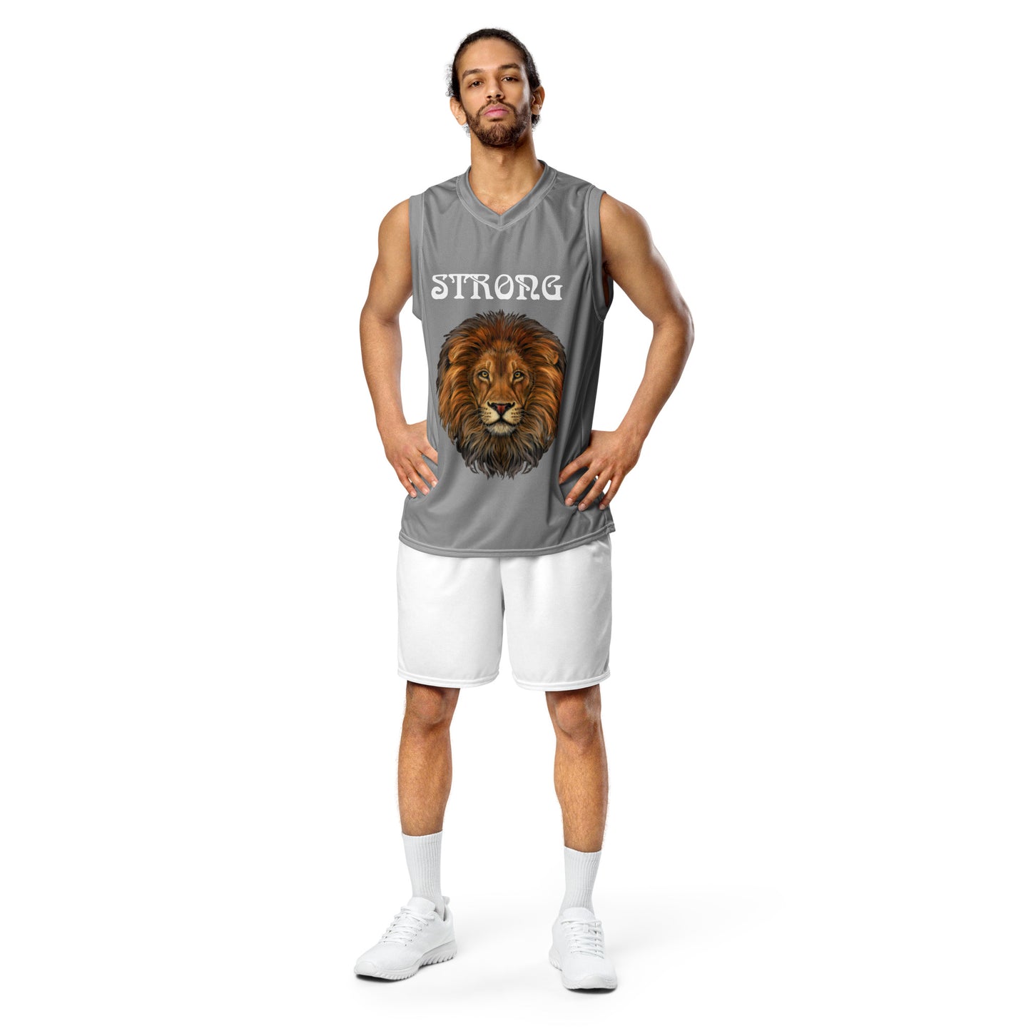 “STRONG”Grey Unisex Basketball Jersey W/White Font