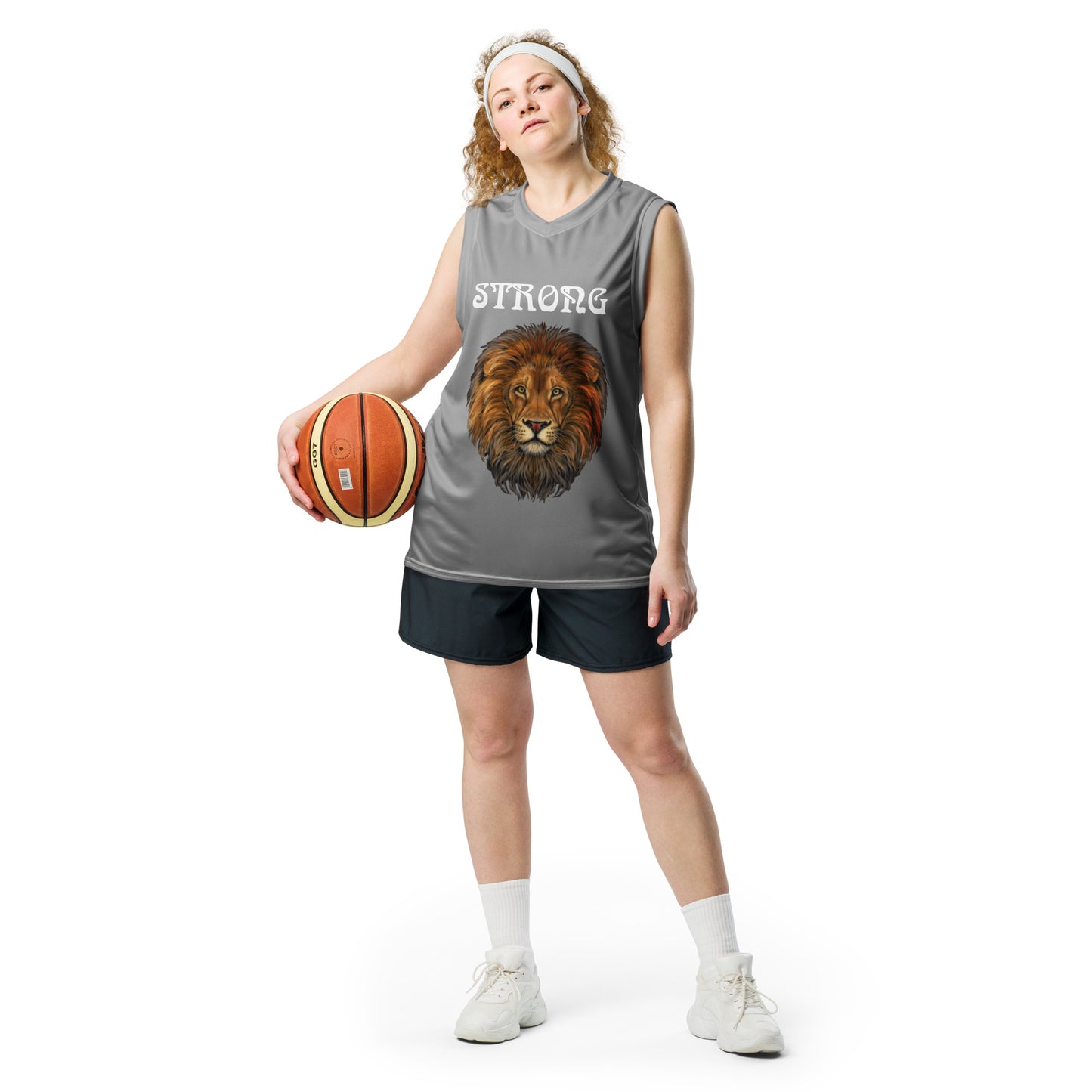 “STRONG”Grey Unisex Basketball Jersey W/White Font