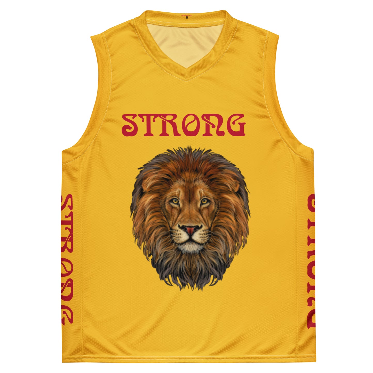 “STRONG”Yellow Unisex Basketball Jersey W/Red Font