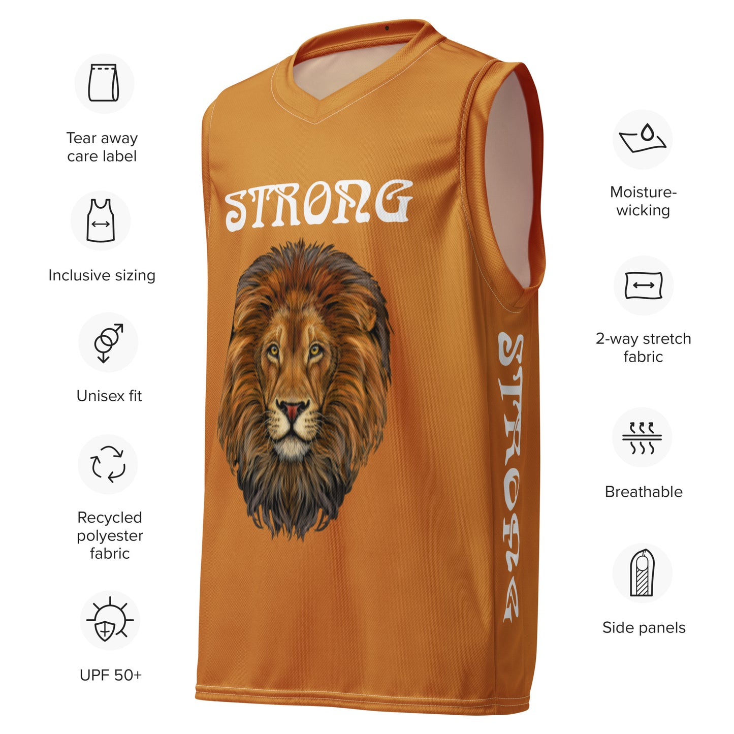“STRONG”Bronze Unisex Basketball Jersey W/White Font