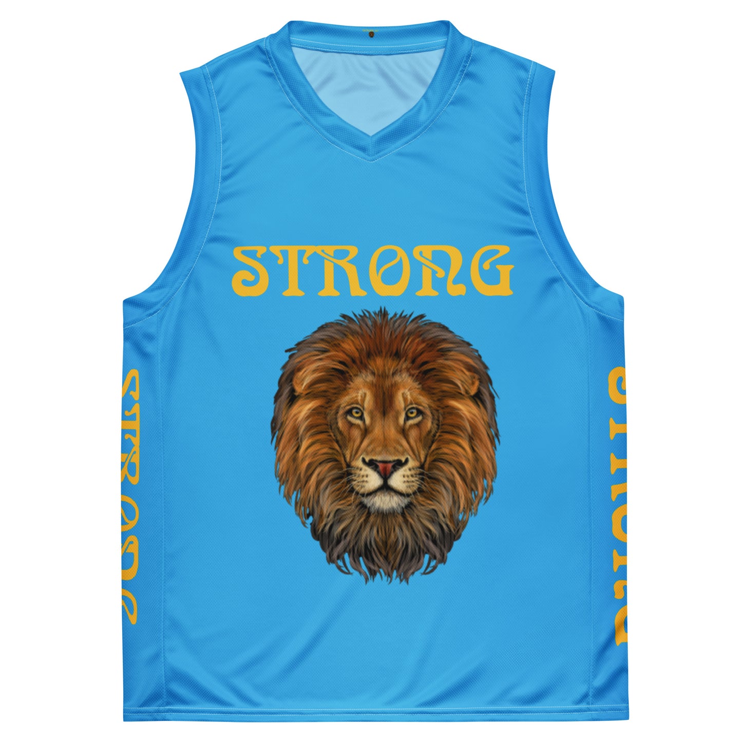 “STRONG”SkyBlue Unisex Basketball Jersey W/Yellow Font