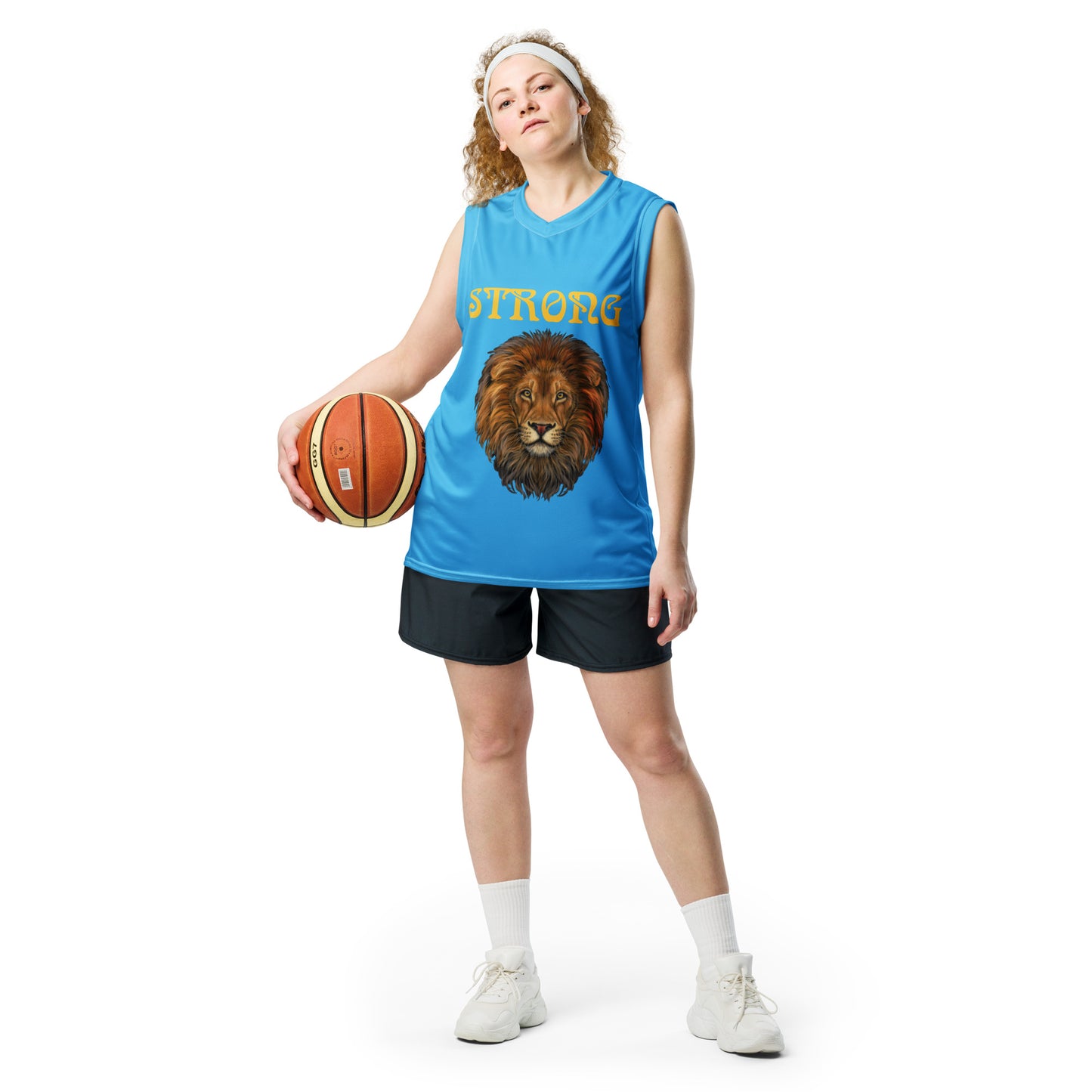 “STRONG”SkyBlue Unisex Basketball Jersey W/Yellow Font