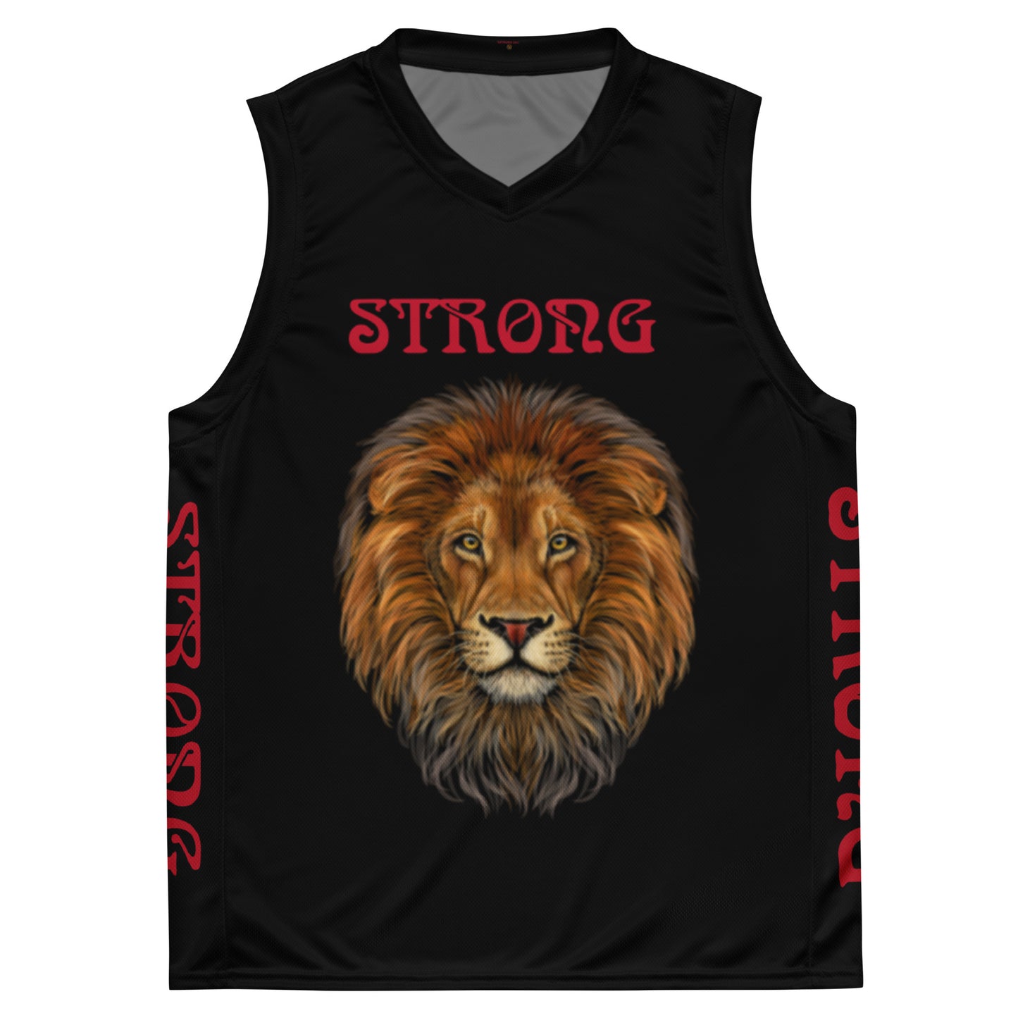 “STRONG”Black Unisex Basketball Jersey W/Red Font