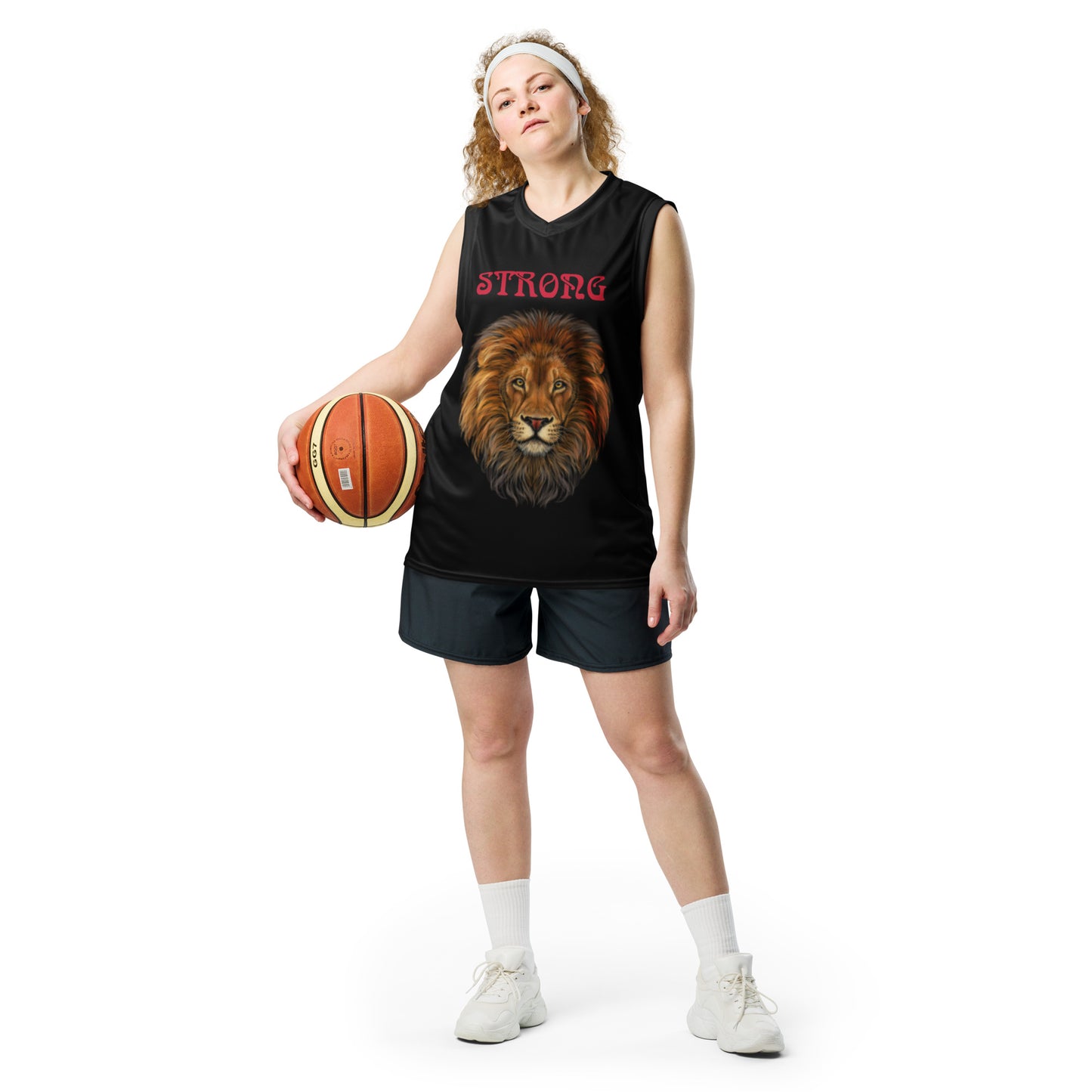 “STRONG”Black Unisex Basketball Jersey W/Red Font