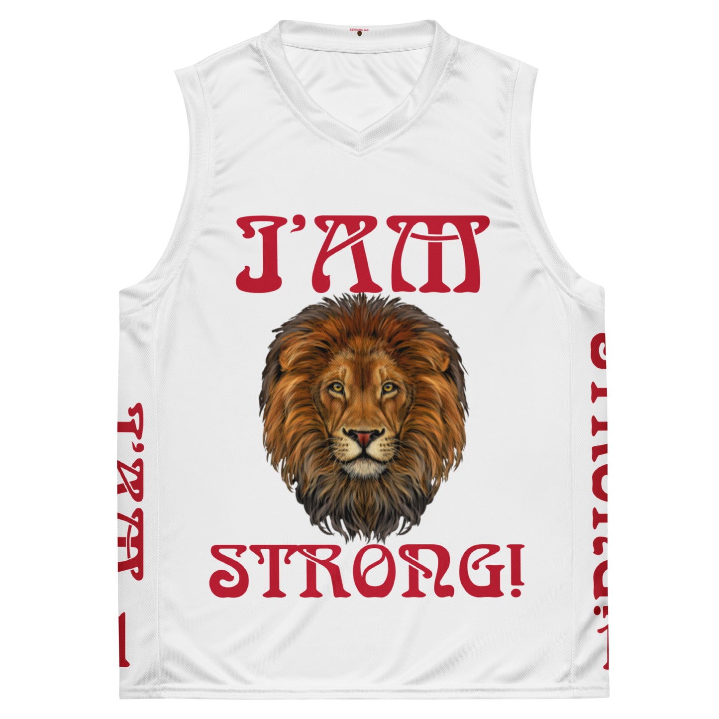 “I’AM STRONG!”#1 White Unisex Basketball Jersey W/Red Font