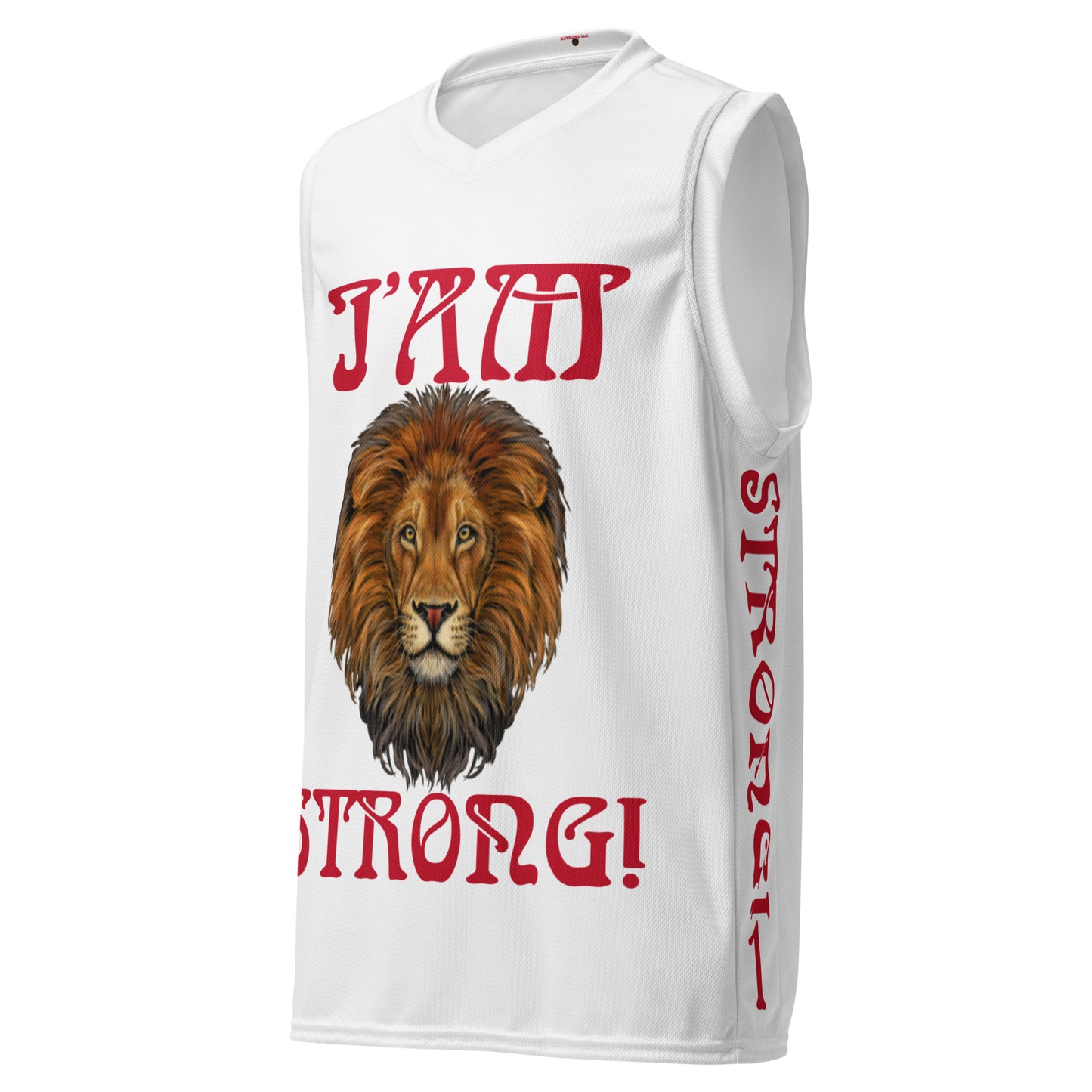 “I’AM STRONG!”#1 White Unisex Basketball Jersey W/Red Font