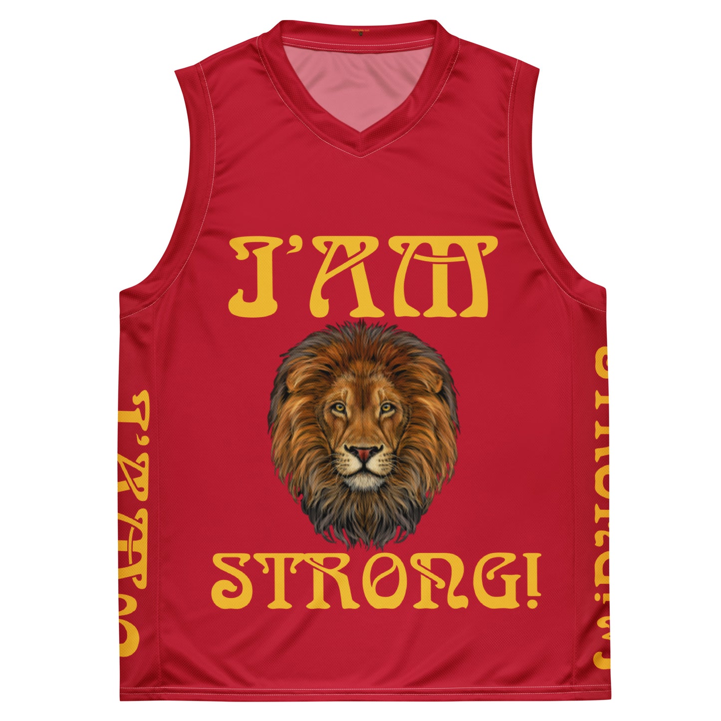 “I’AM STRONG!”#3 Red Unisex Basketball Jersey W/Yellow Font