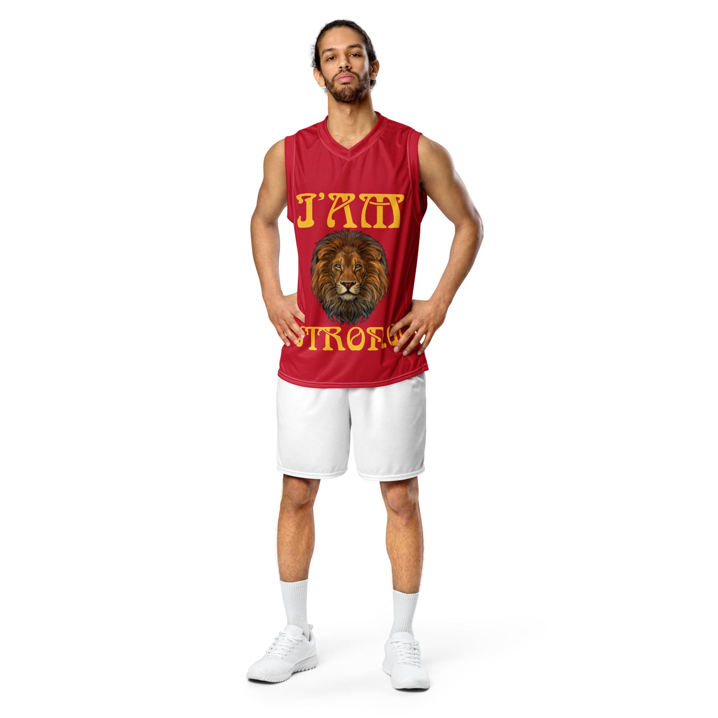 “I’AM STRONG!”#3 Red Unisex Basketball Jersey W/Yellow Font