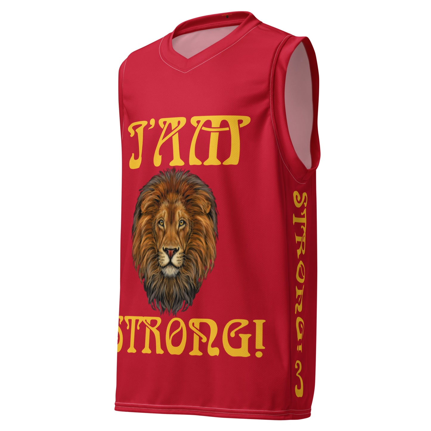 “I’AM STRONG!”#3 Red Unisex Basketball Jersey W/Yellow Font