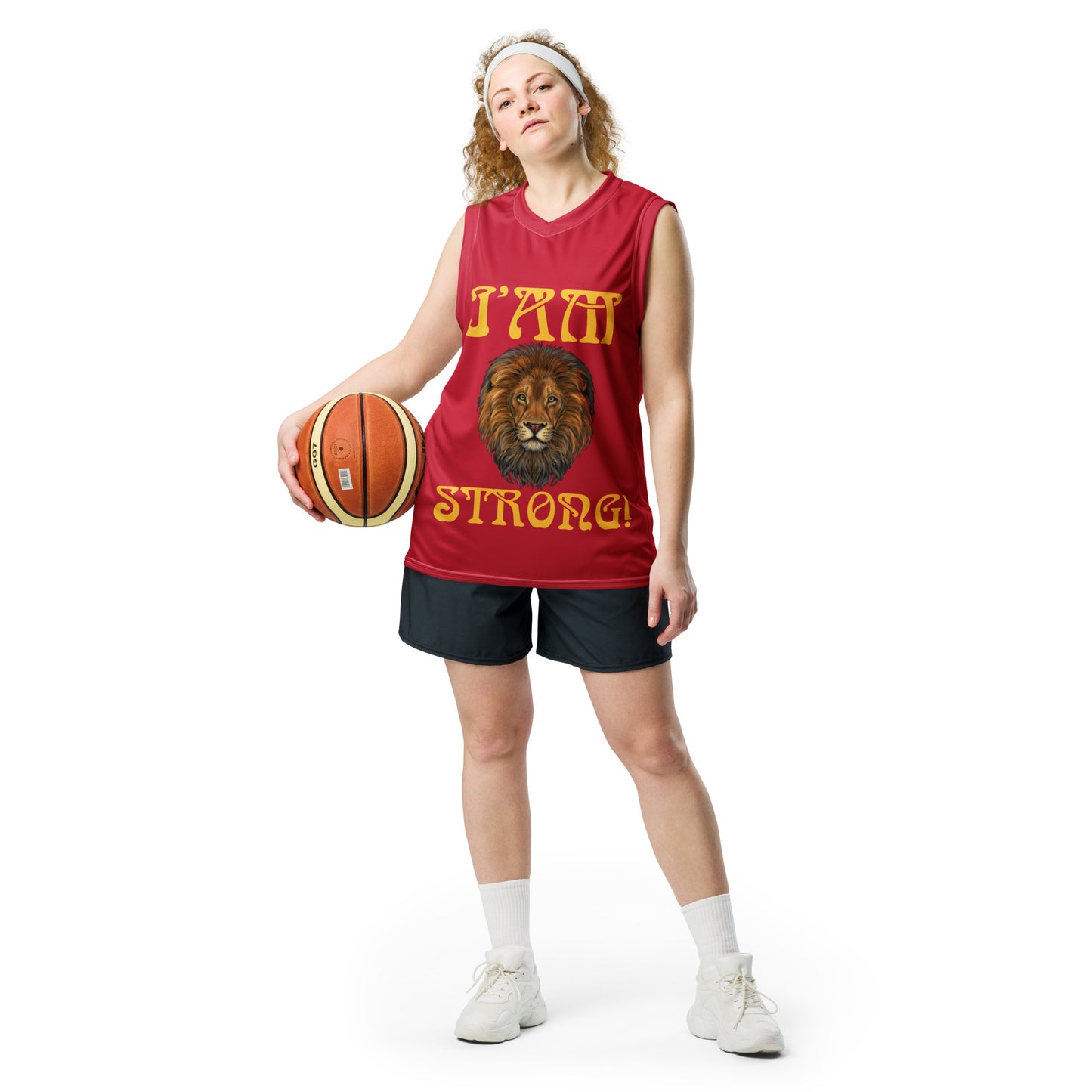 “I’AM STRONG!”#3 Red Unisex Basketball Jersey W/Yellow Font