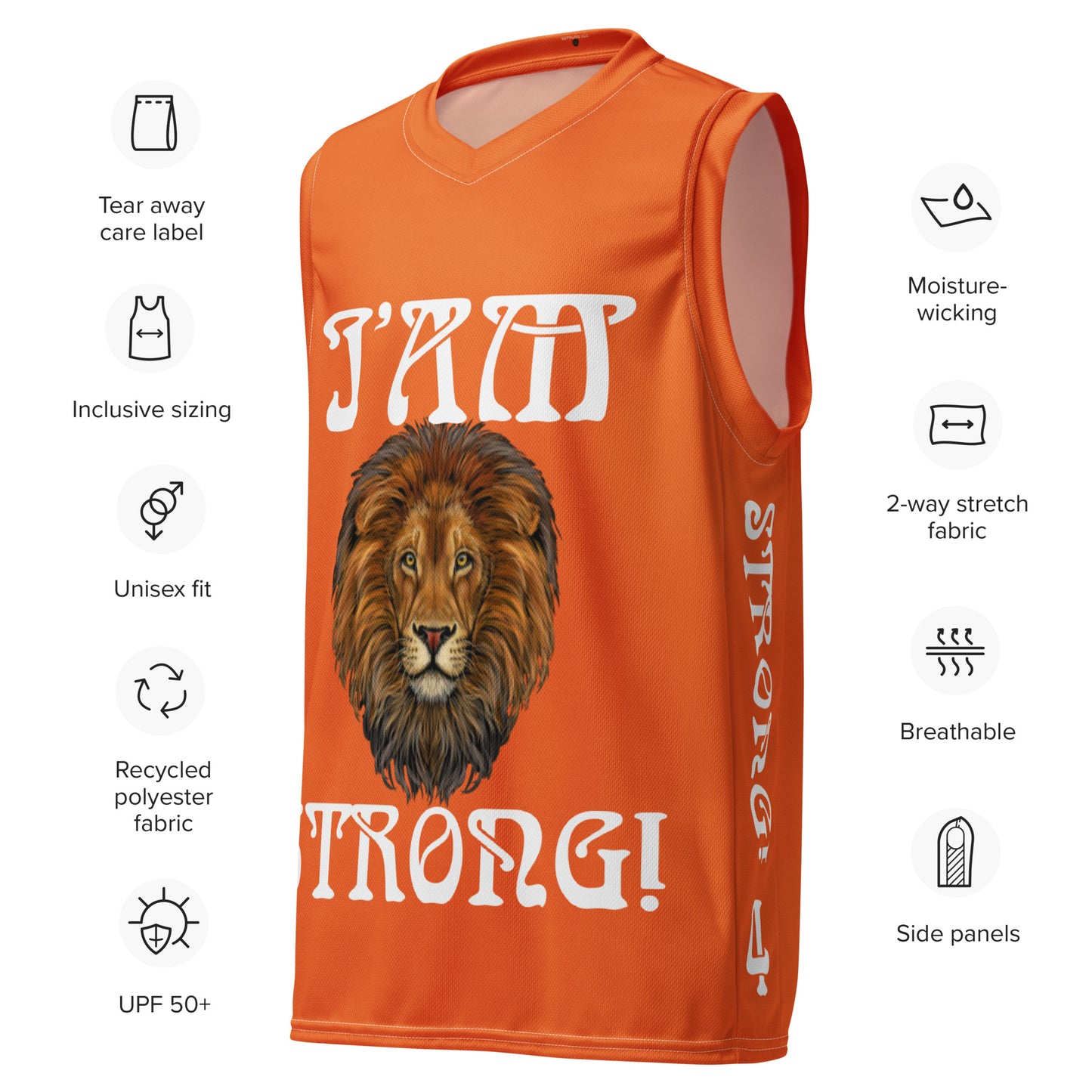 “I’AM STRONG!”#4 Orange Unisex Basketball Jersey W/White Font