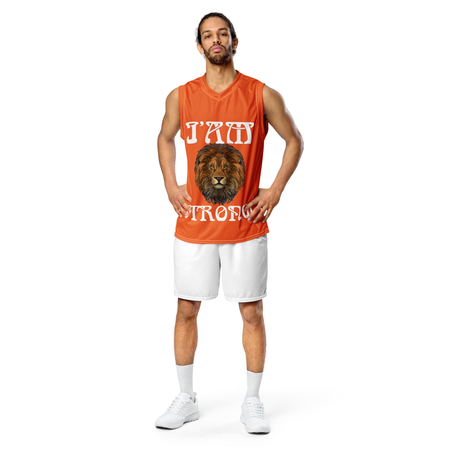 “I’AM STRONG!”#4 Orange Unisex Basketball Jersey W/White Font