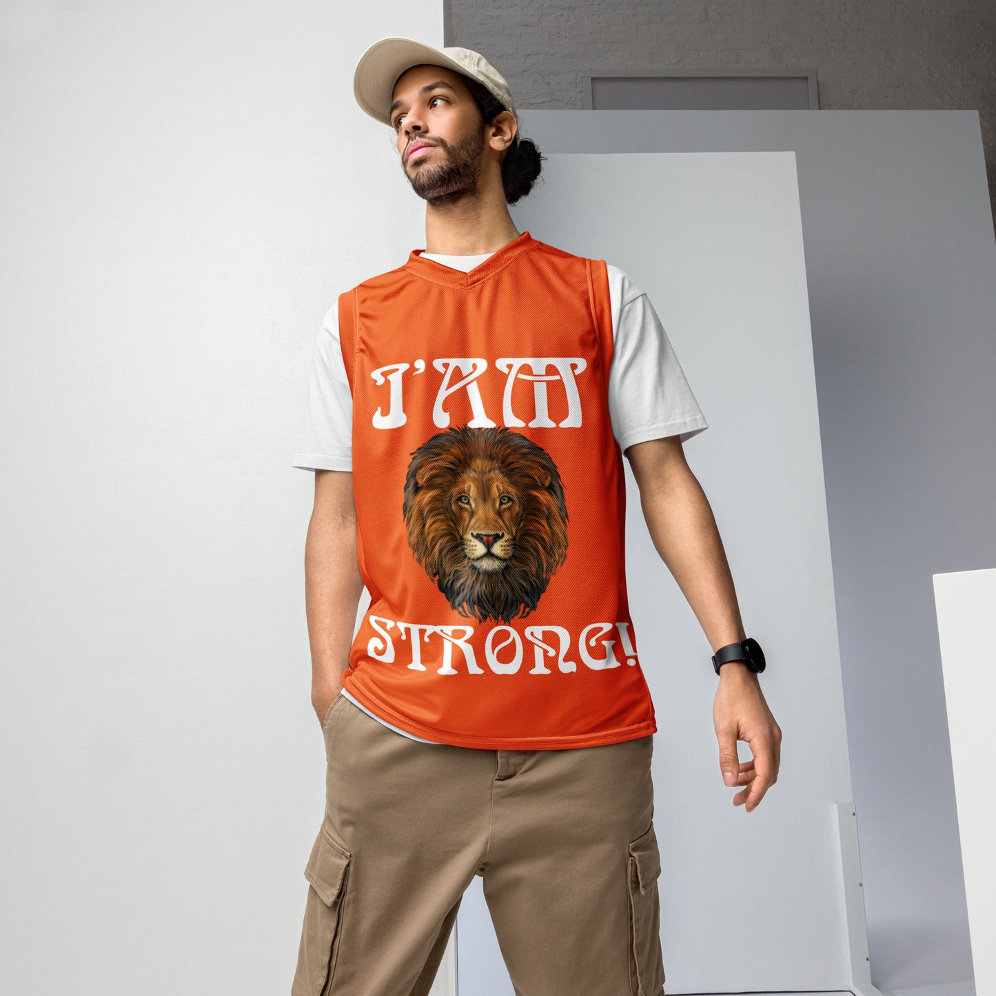 “I’AM STRONG!”#4 Orange Unisex Basketball Jersey W/White Font