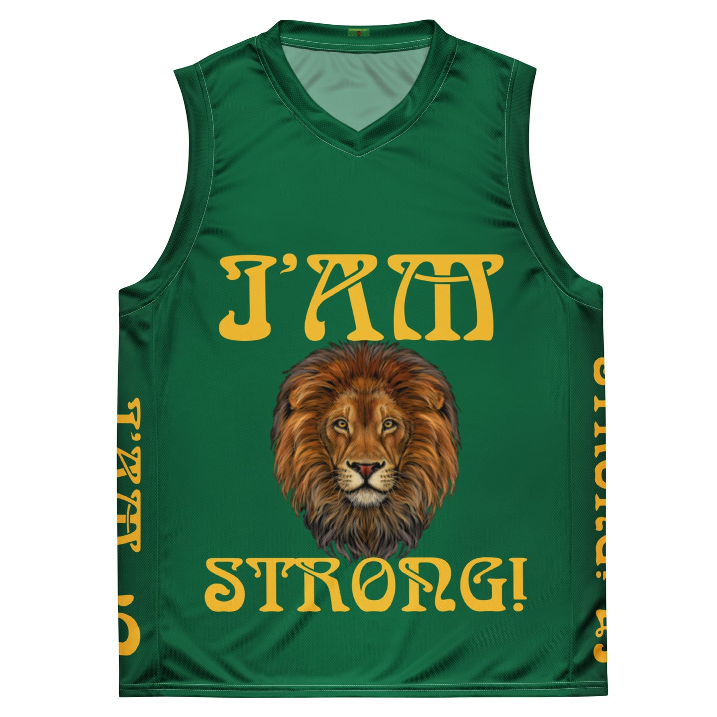 I’AM STRONG!”#5 Green Unisex Basketball Jersey W/Yellow Font