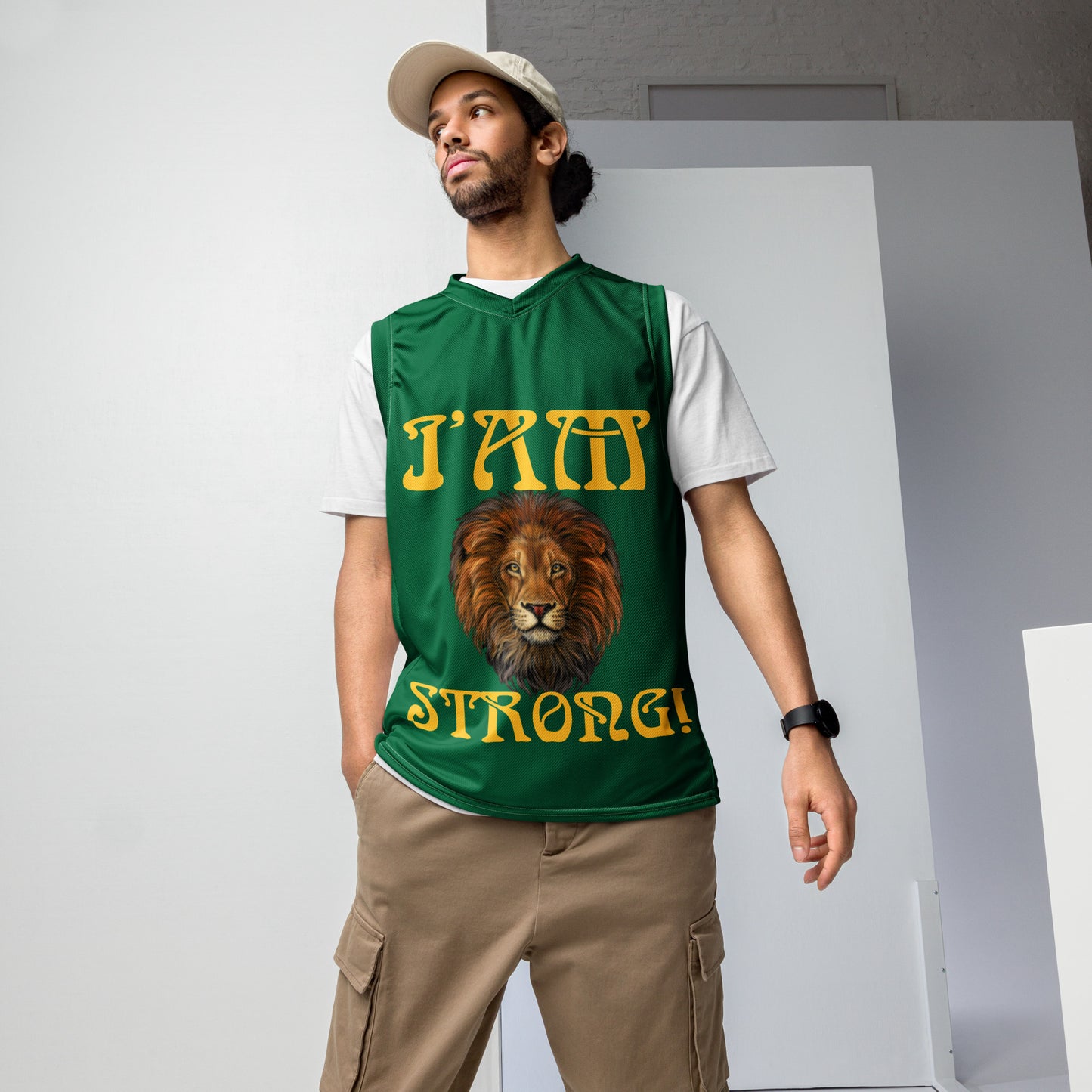 I’AM STRONG!”#5 Green Unisex Basketball Jersey W/Yellow Font