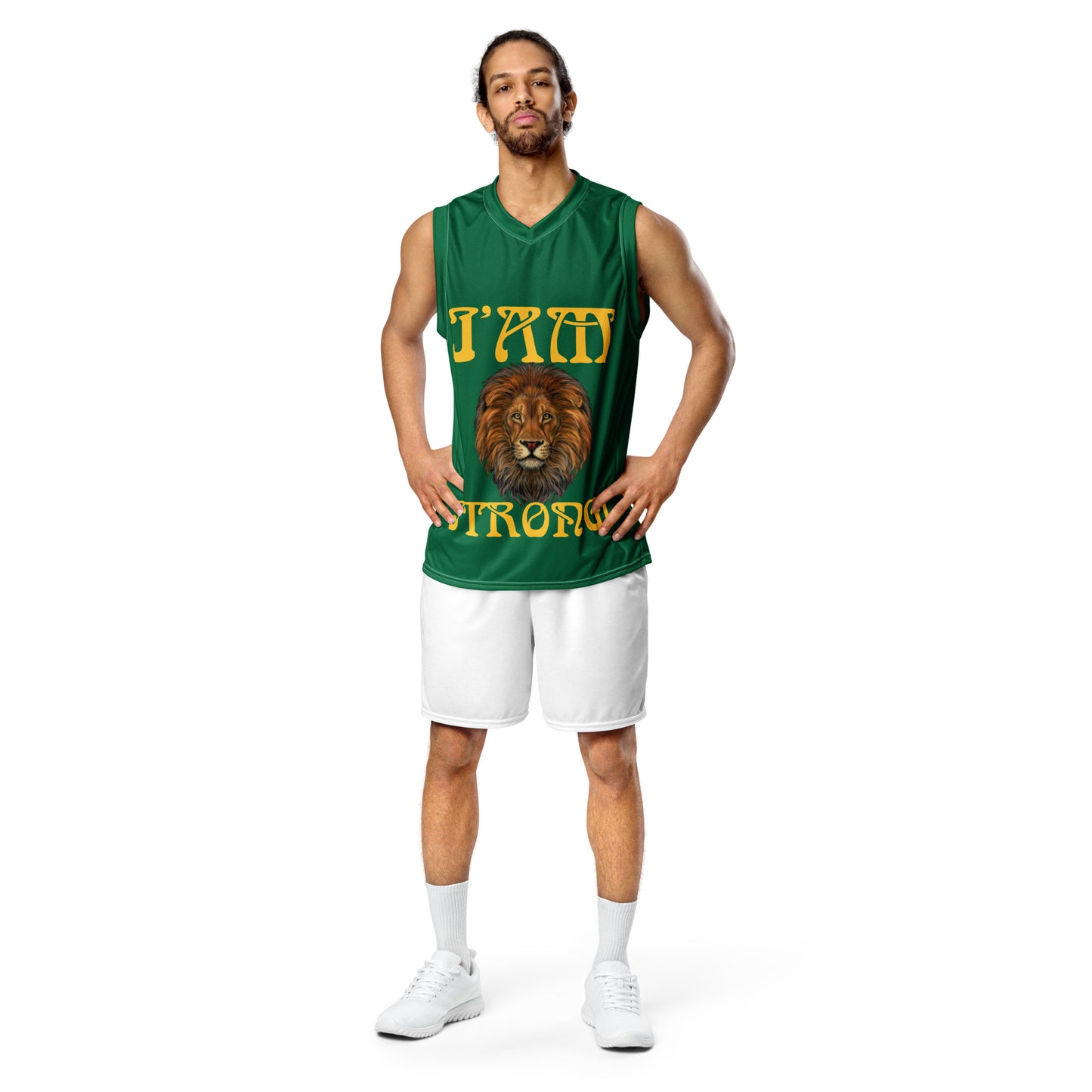 I’AM STRONG!”#5 Green Unisex Basketball Jersey W/Yellow Font