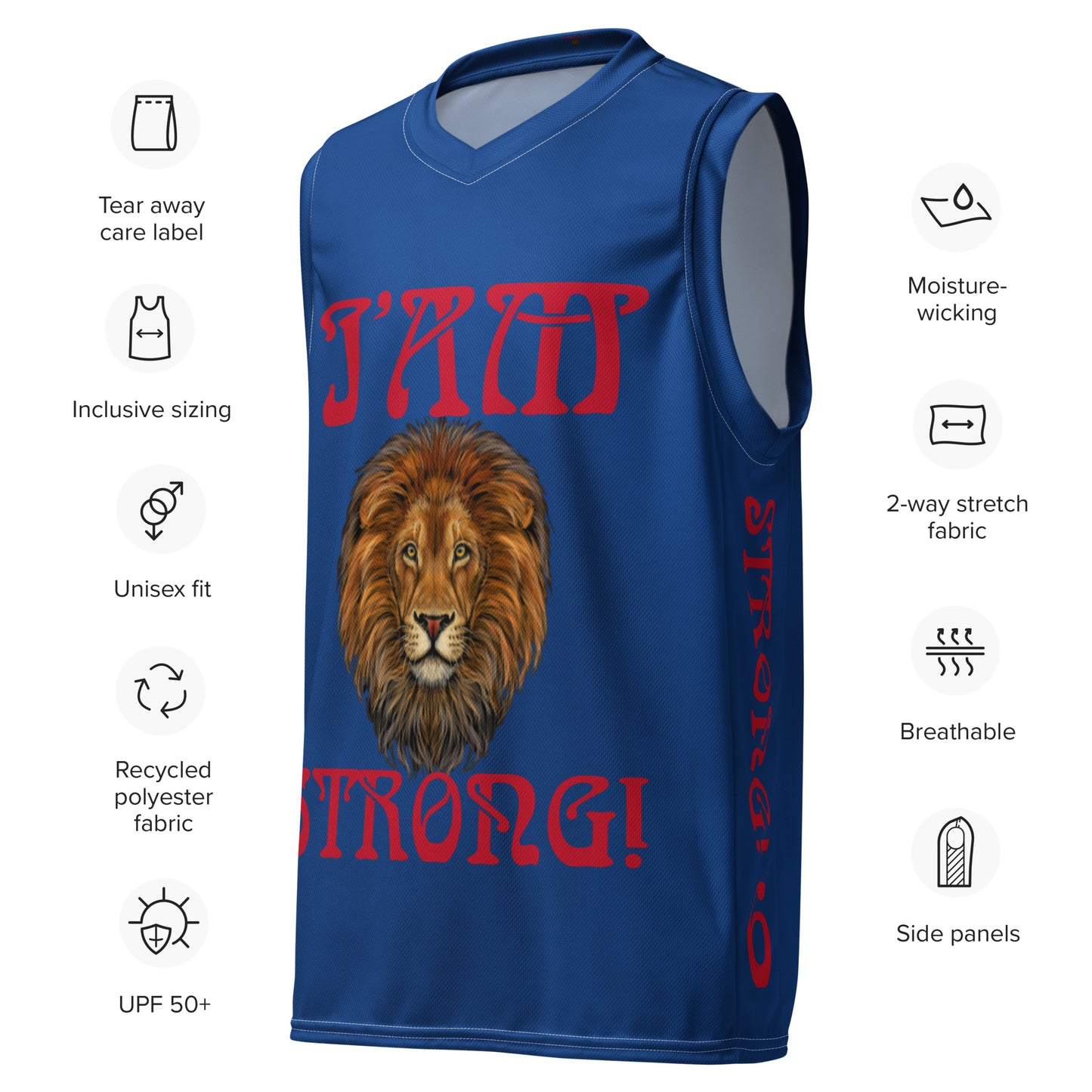 I’AM STRONG!”#6 Blue Unisex Basketball Jersey W/Red Font